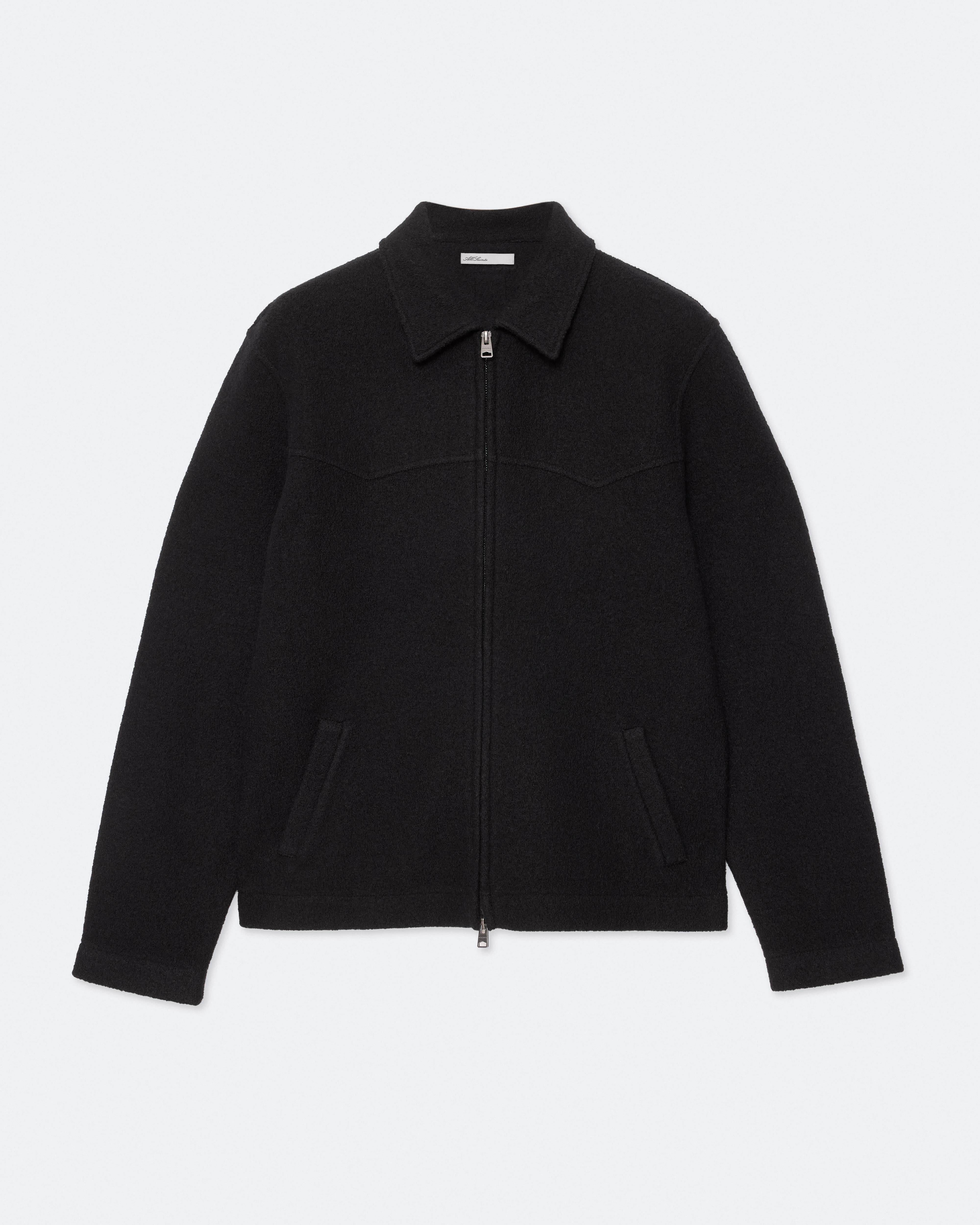 Allsaints Herren Schwarz Marko Gestrickte Jacke Mit Durchgehendem Reißverschluss In - Bild 3