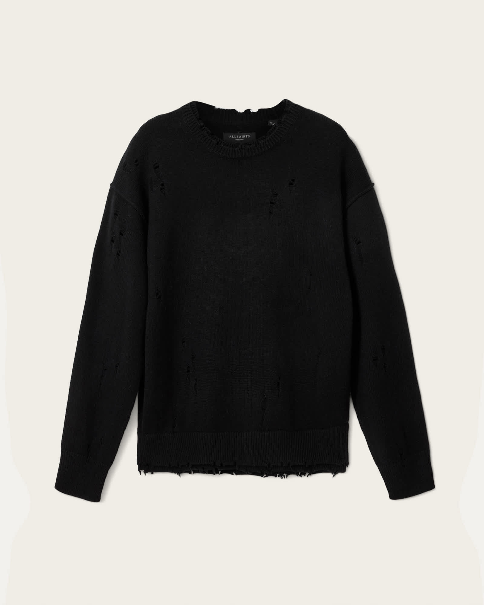 Allsaints Herren Schwarz Men's Wolf Oversized Wool Blend Jumper Size Xs