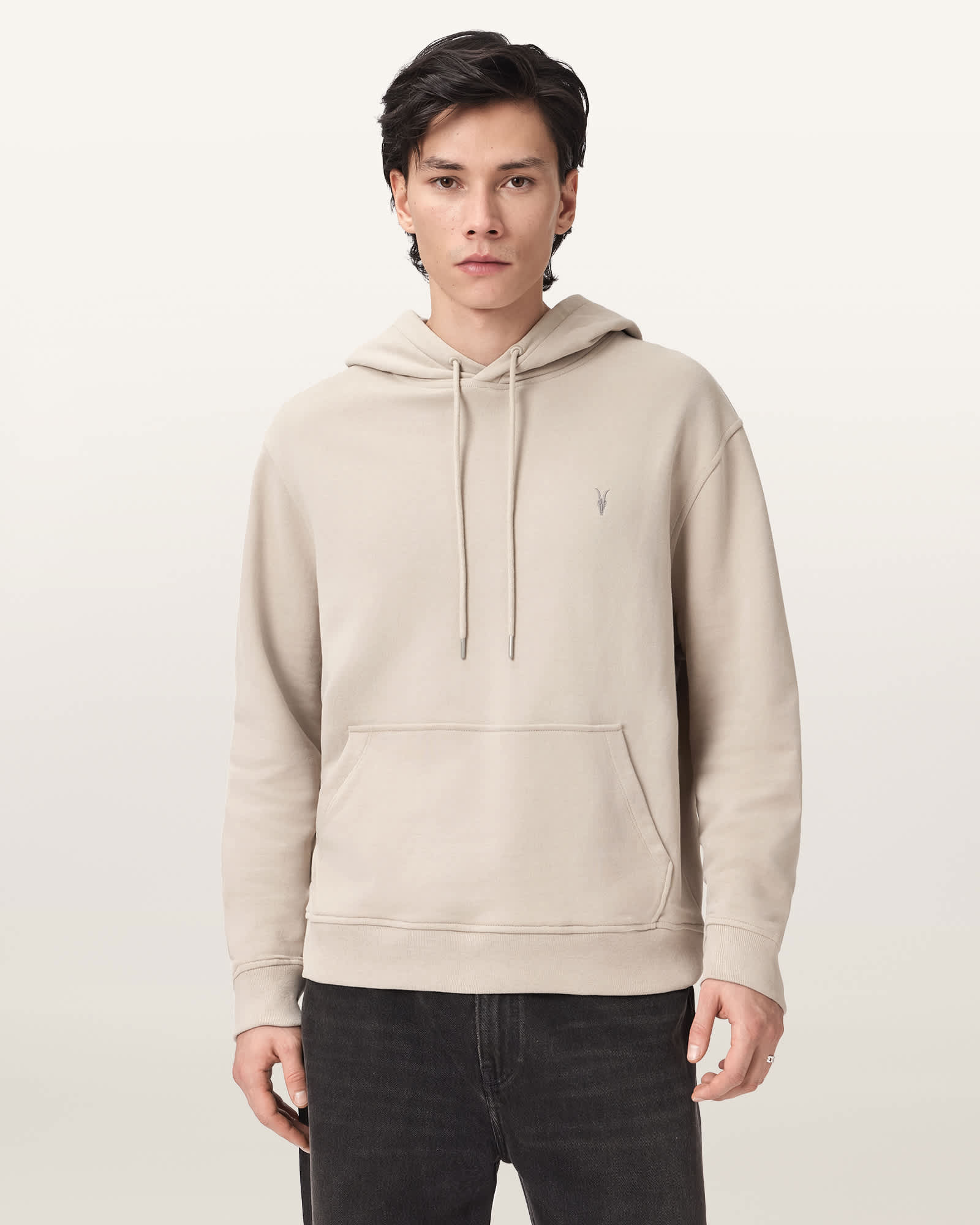 AllSaints Asher Ramskull Oversized Hoodie,, Sandstone Brown