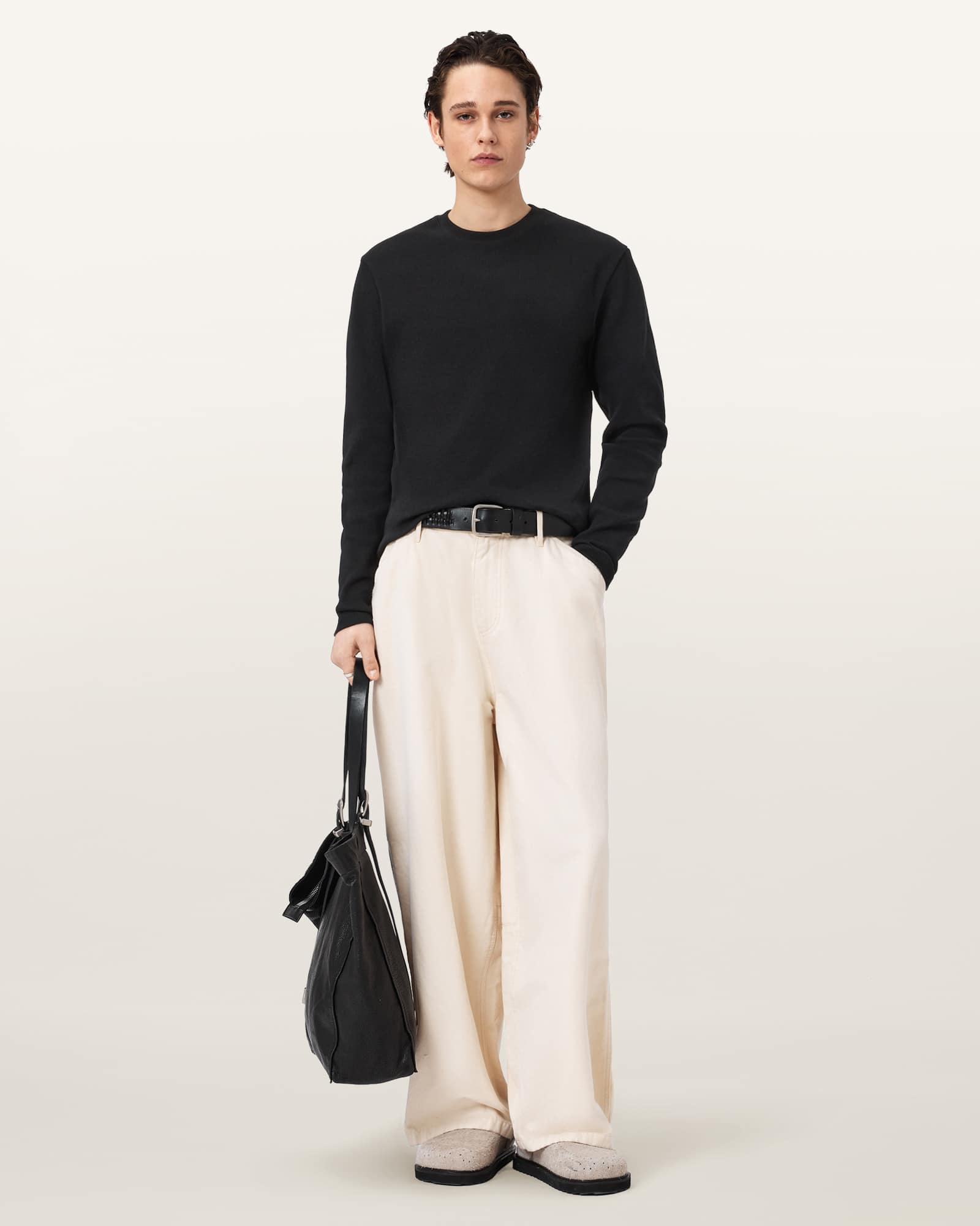 AllSaints Cotton Theo Long Sleeve Crew, Size: XXL