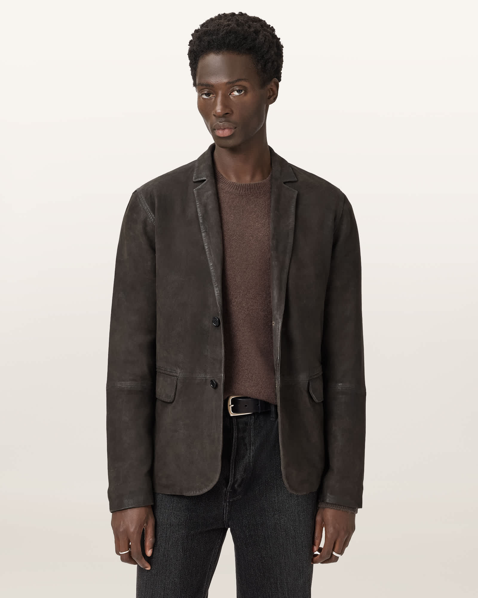 Allsaints Main: 100% Goat Suede Monet Waxed Suede Blazer In Brown
