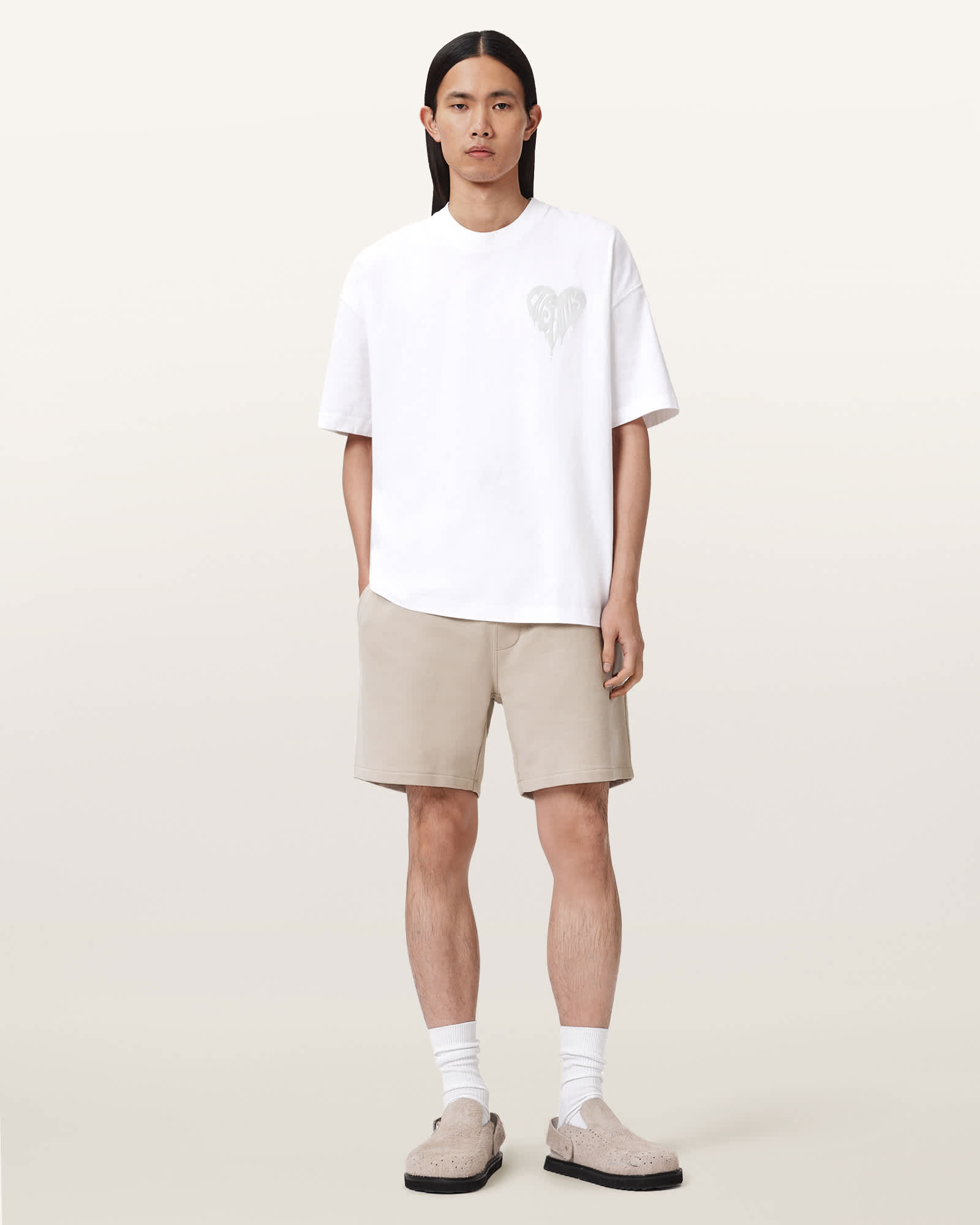 Allsaints Men's Asher Straight Fit Ramskull Sweat Shorts - Size  Xs