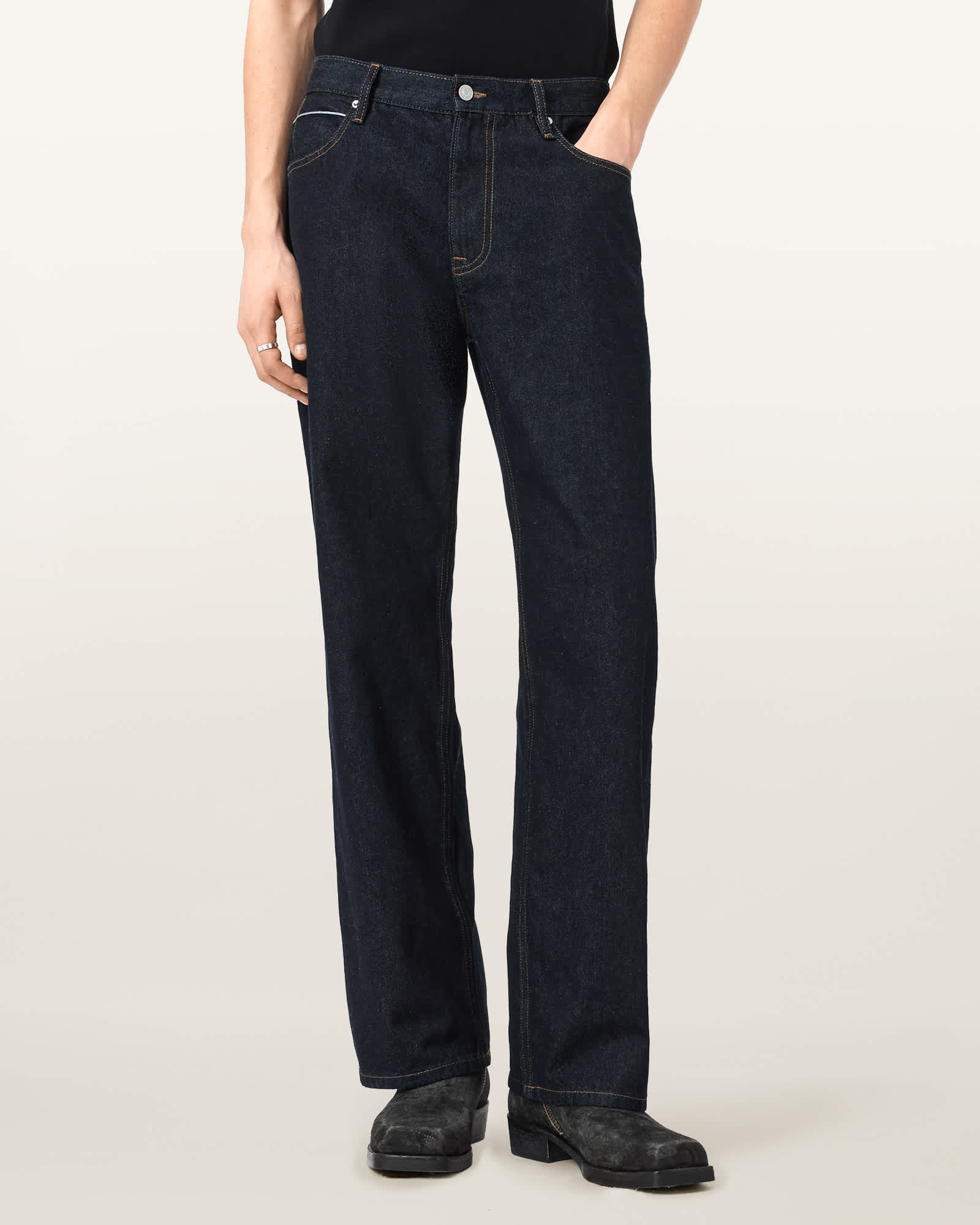 AllSaints Mullen Straight Leg Selvedge Denim Jeans,, Rinse Selvedge