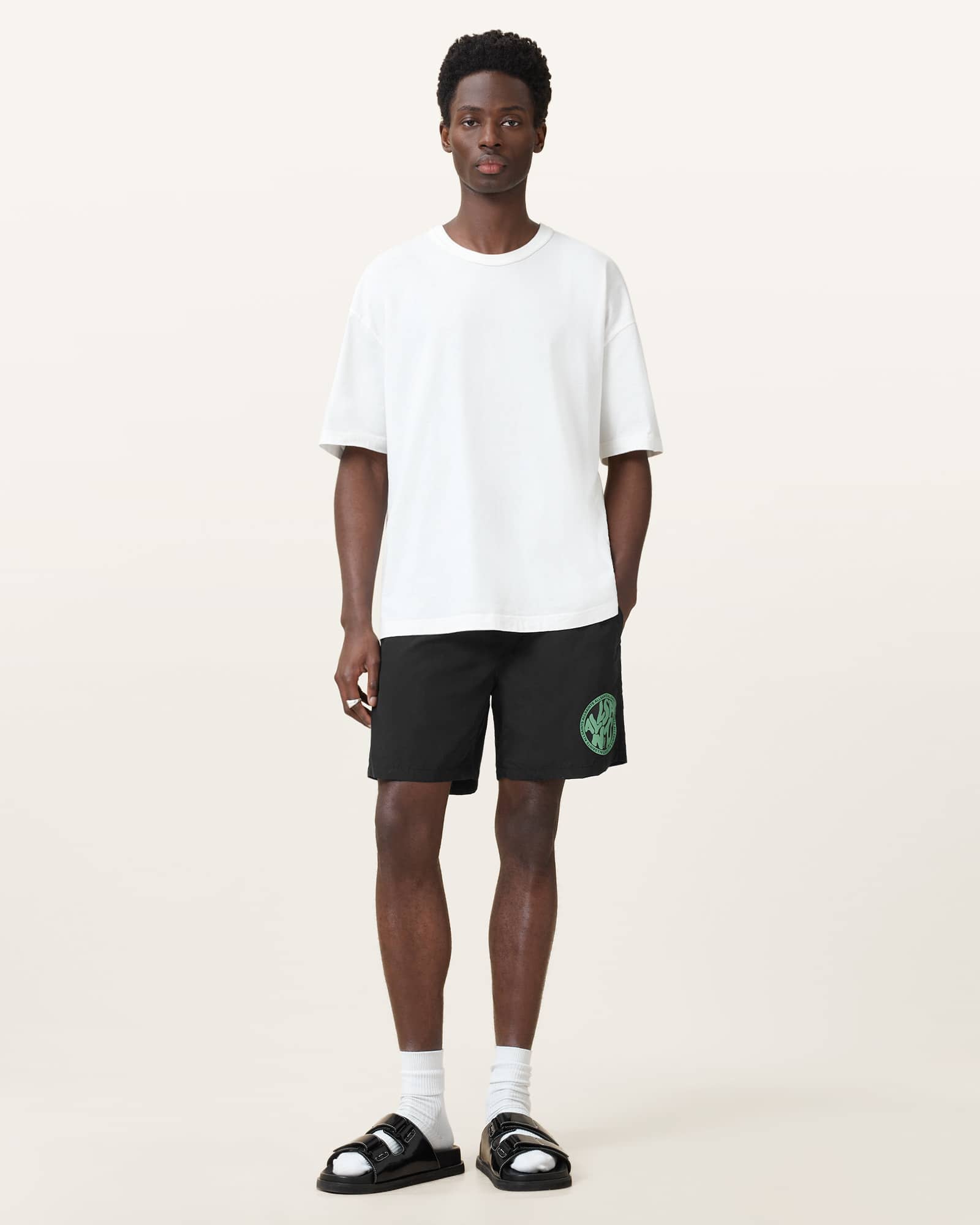 AllSaints Polyamide Distortion Swim Shorts
