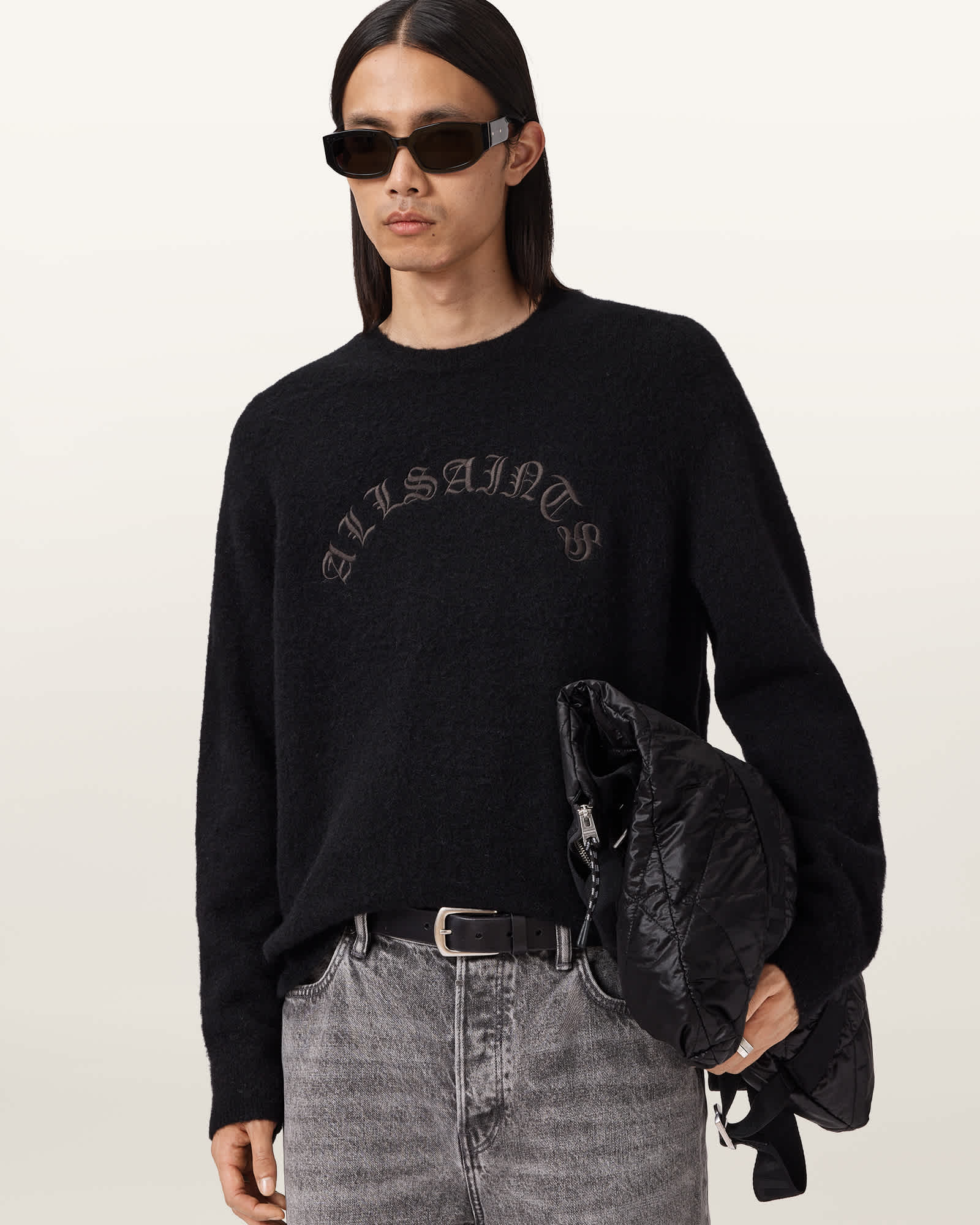 AllSaints Curv Oversized Jumper,, Black