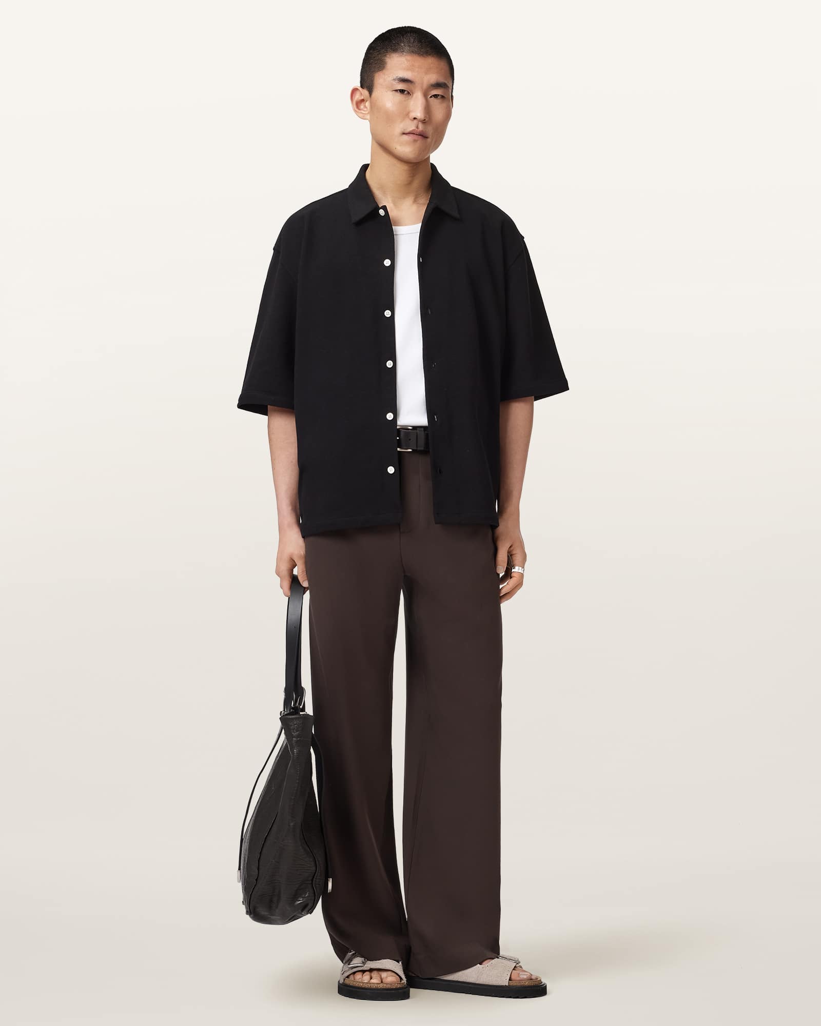 AllSaints Cotton Stallone Oversized Short Sleeve Shirt, Size: L