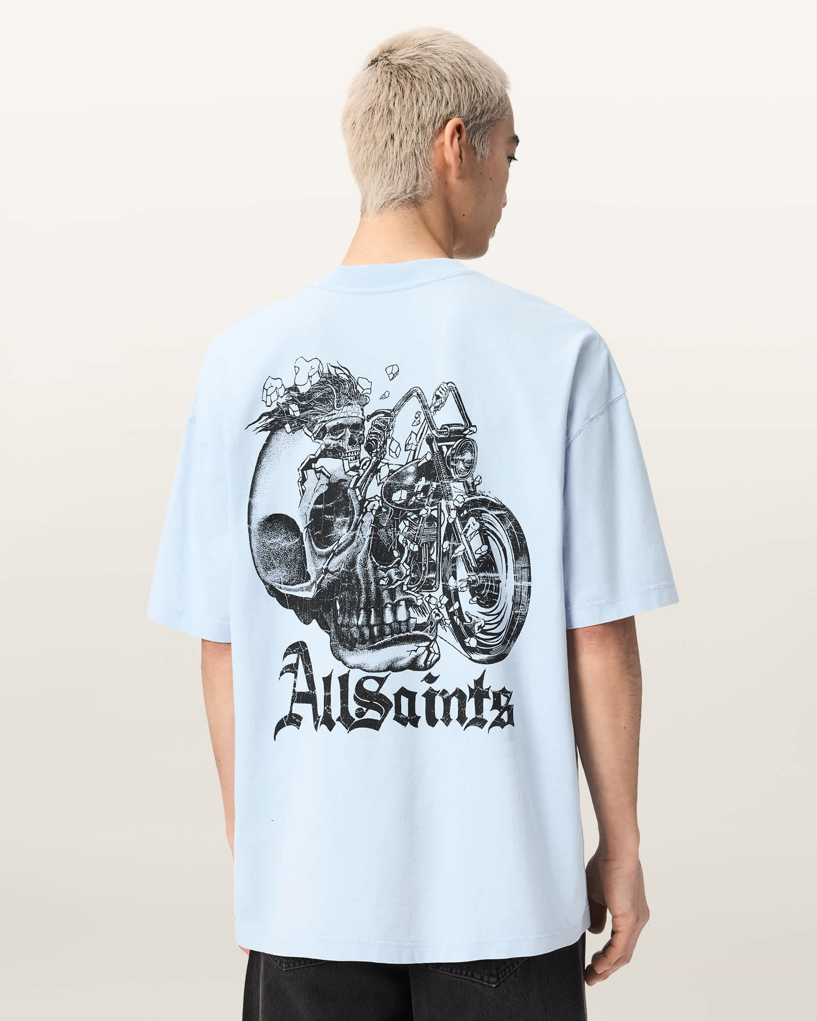AllSaints Panhead Oversized Graphic T-Shirt,, Villa Blue