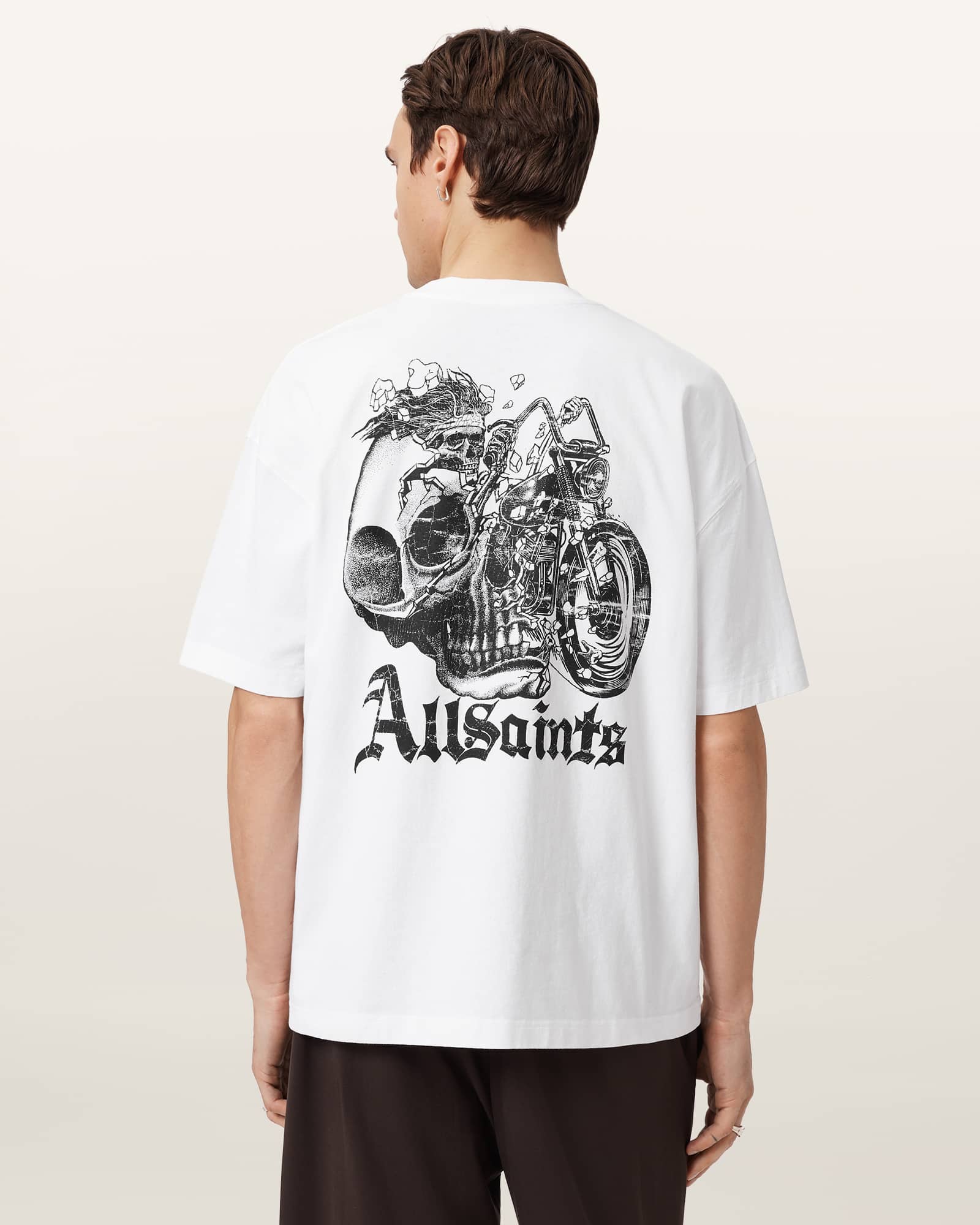 AllSaints Panhead Oversized Graphic T-Shirt,, White