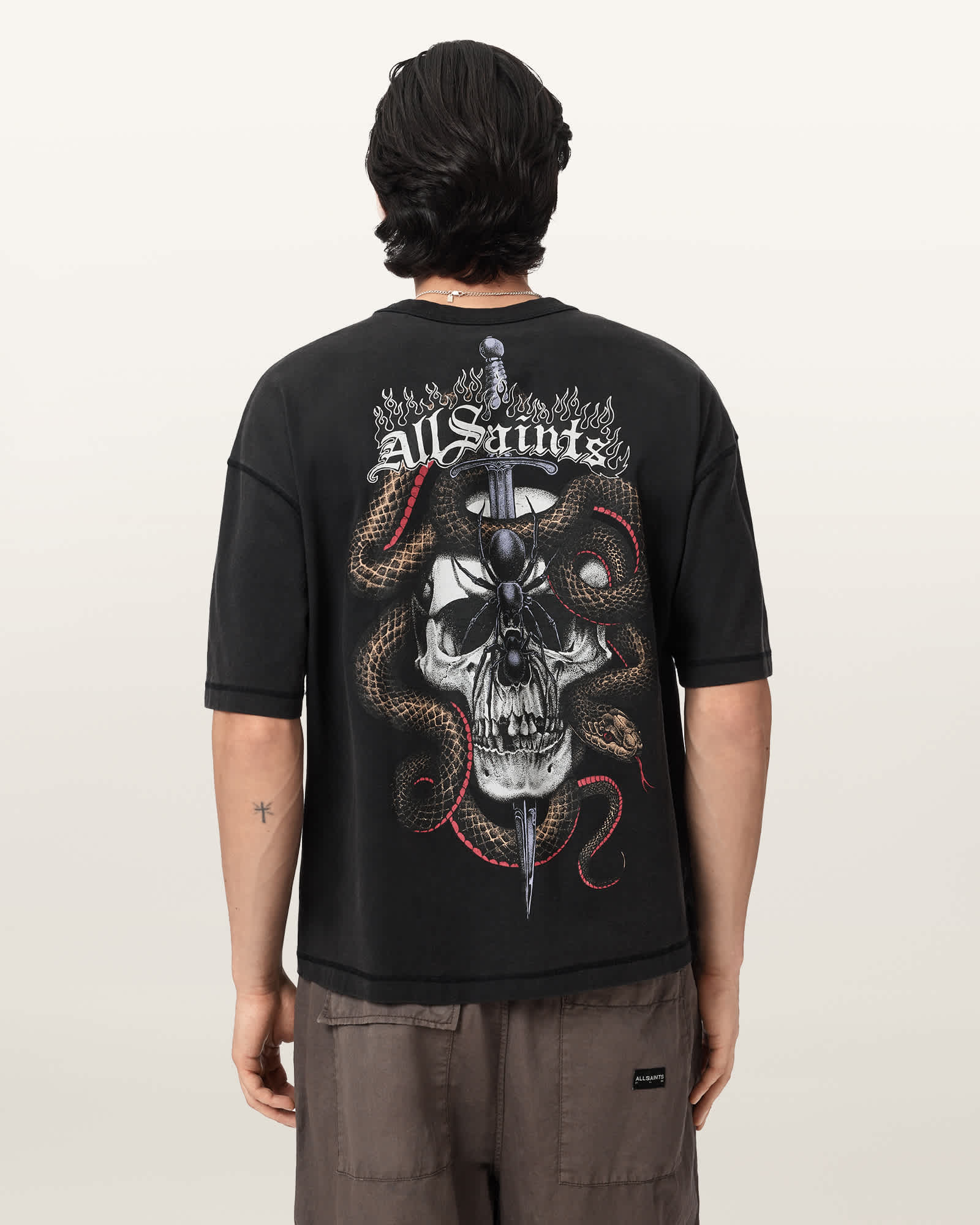 Allsaints Men's Araknid Short Sleeve Boxy Graphic T-Shirt - Size  S
