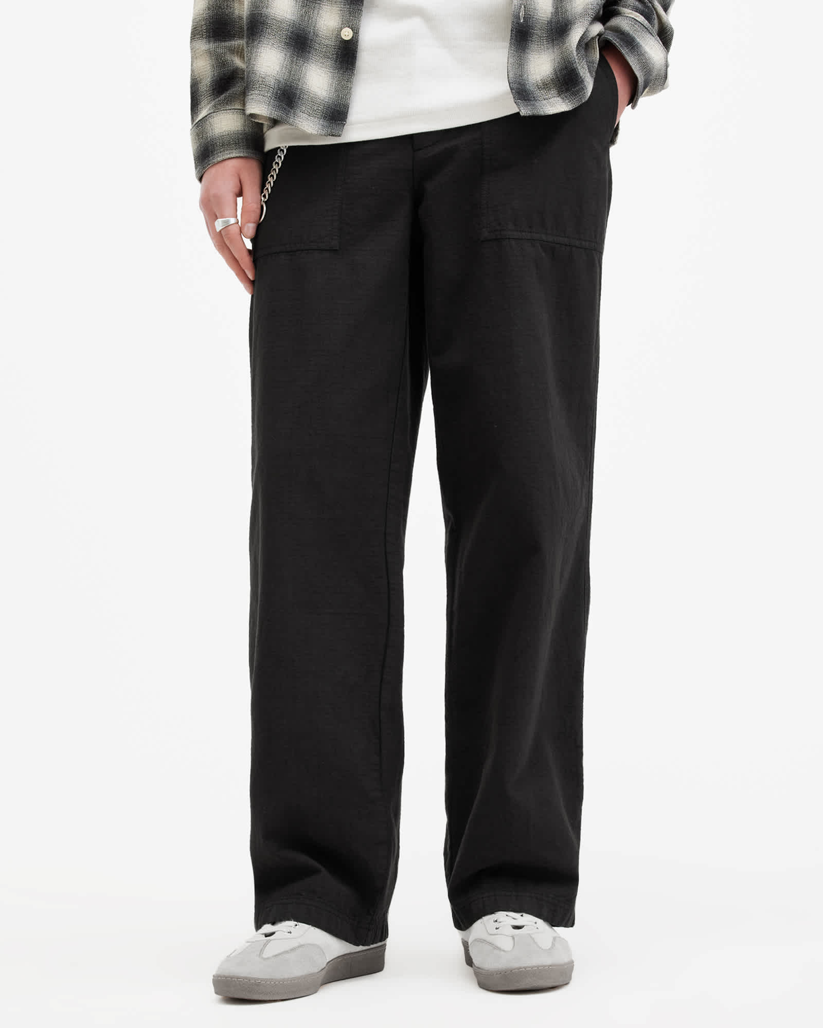 Allsaints Men's Creek Relaxed Fit Mid Rise Trousers - Size  28