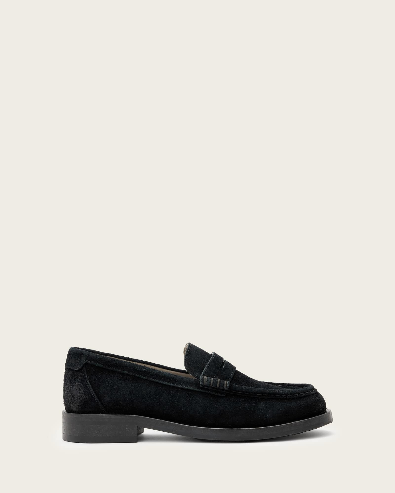 AllSaints Bloom Suede Loafers,, Black