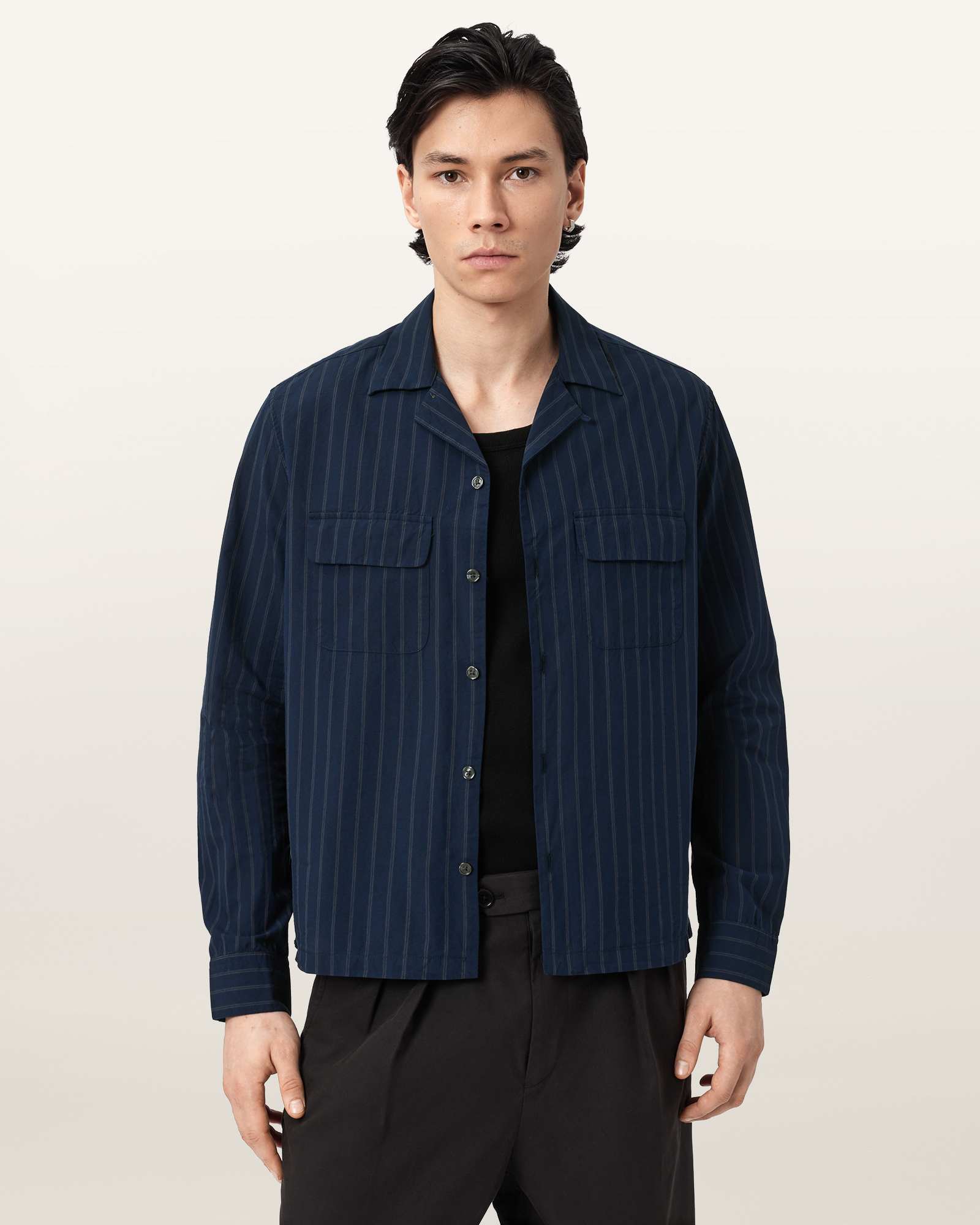 AllSaints Stanley Striped Long Sleeve Shirt