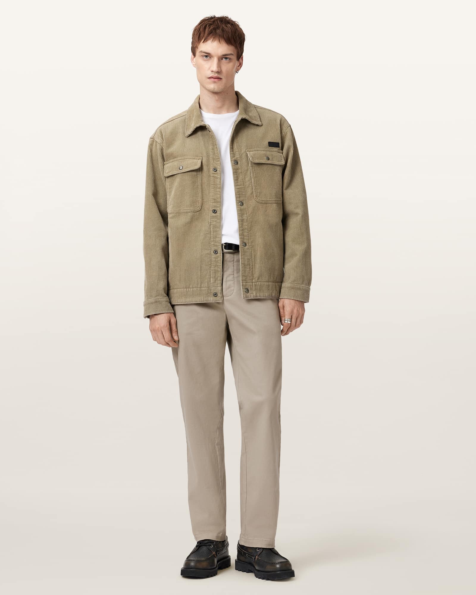Allsaints Beckley Slim Fit Chinos In Gray