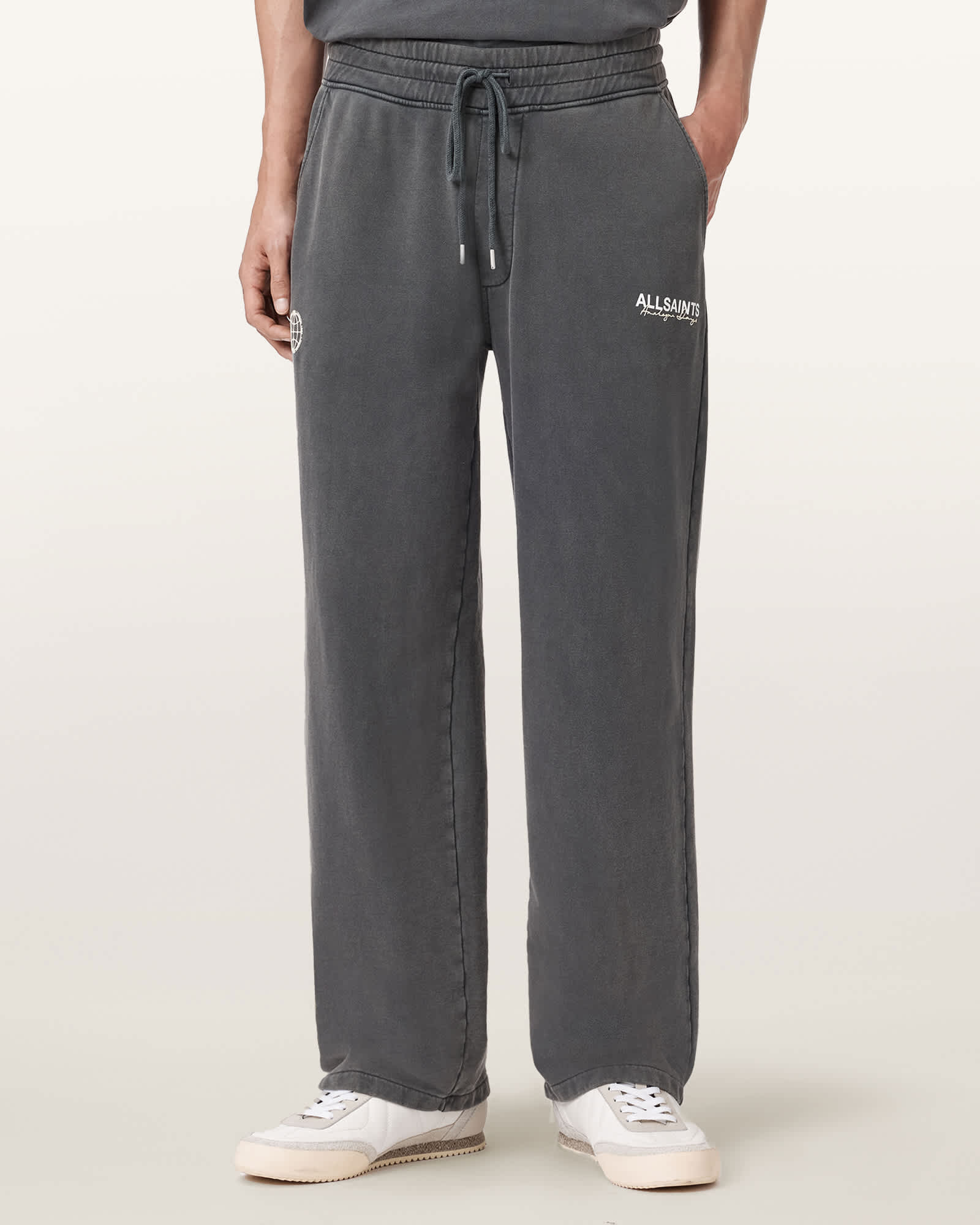 AllSaints Cotton Emblem Straight Leg Joggers, Size: L