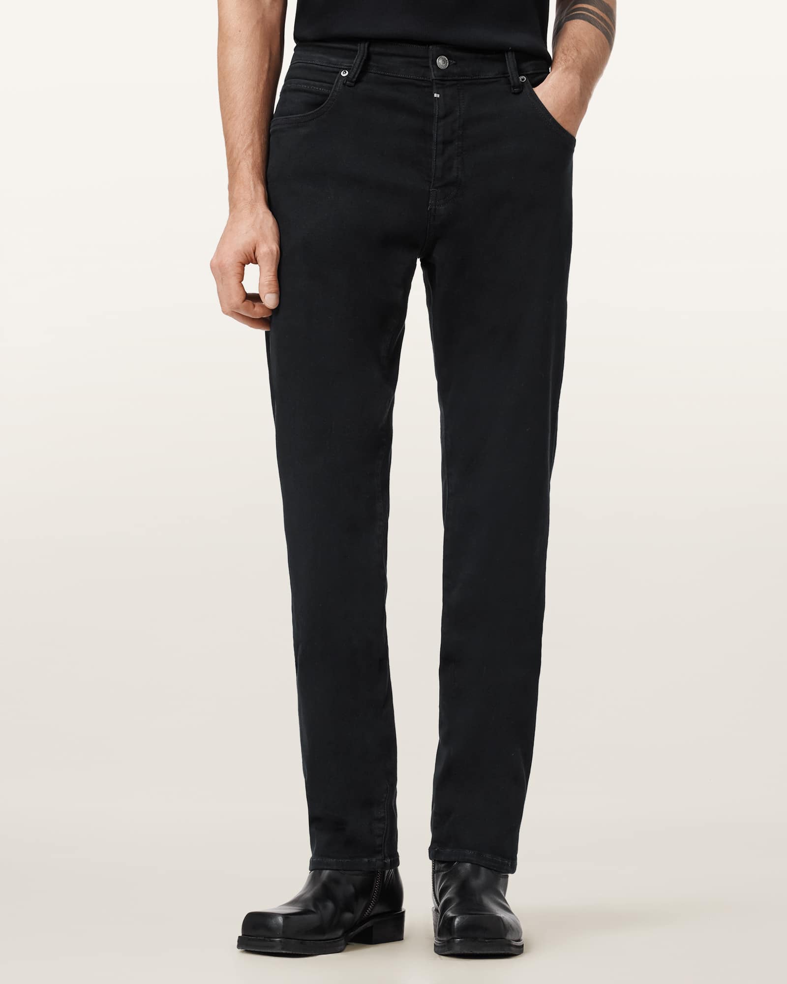 Allsaints Sid Skinny Fit Denim Jeans In Black