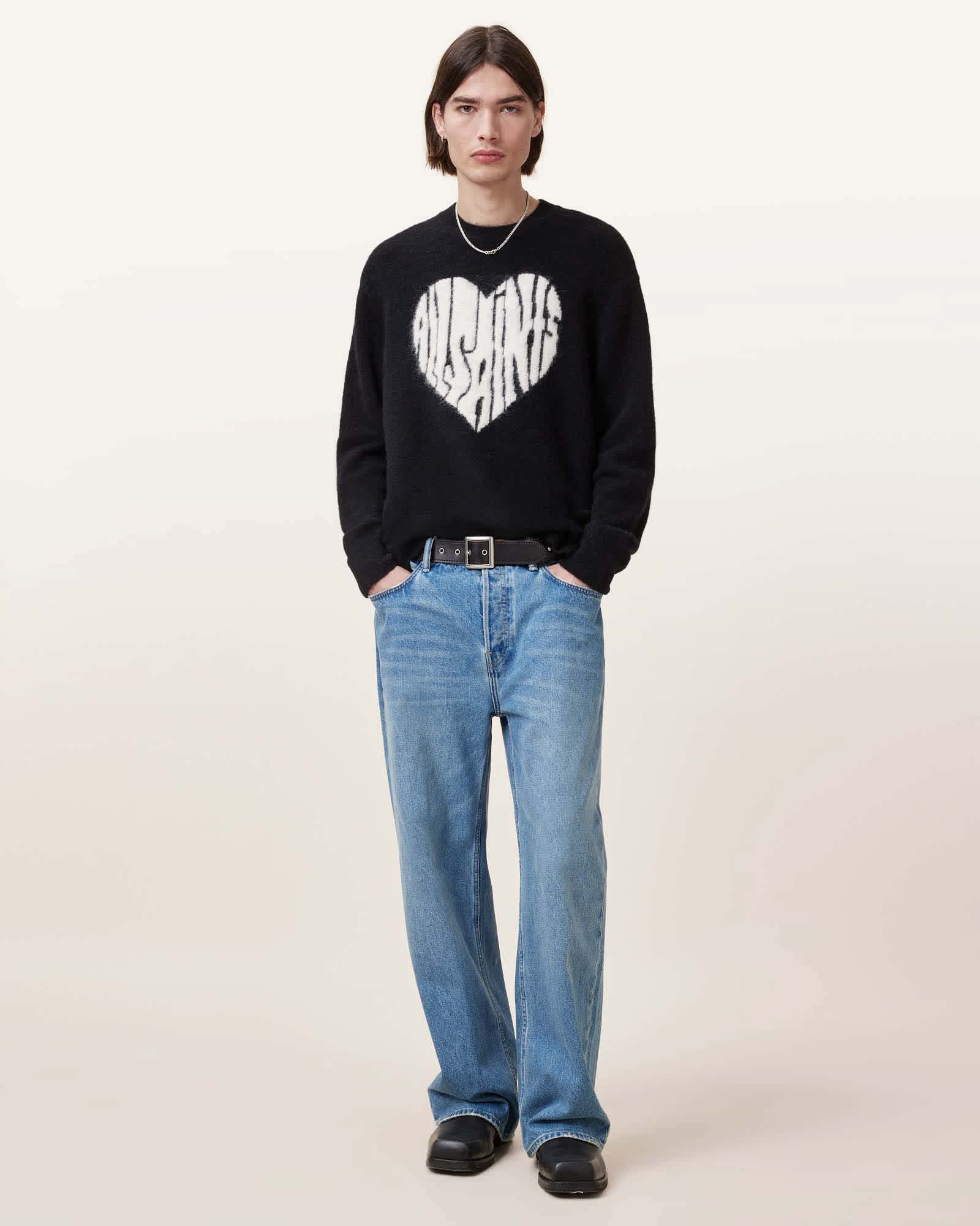 AllSaints Bubble Saints Oversized Jumper,, Black