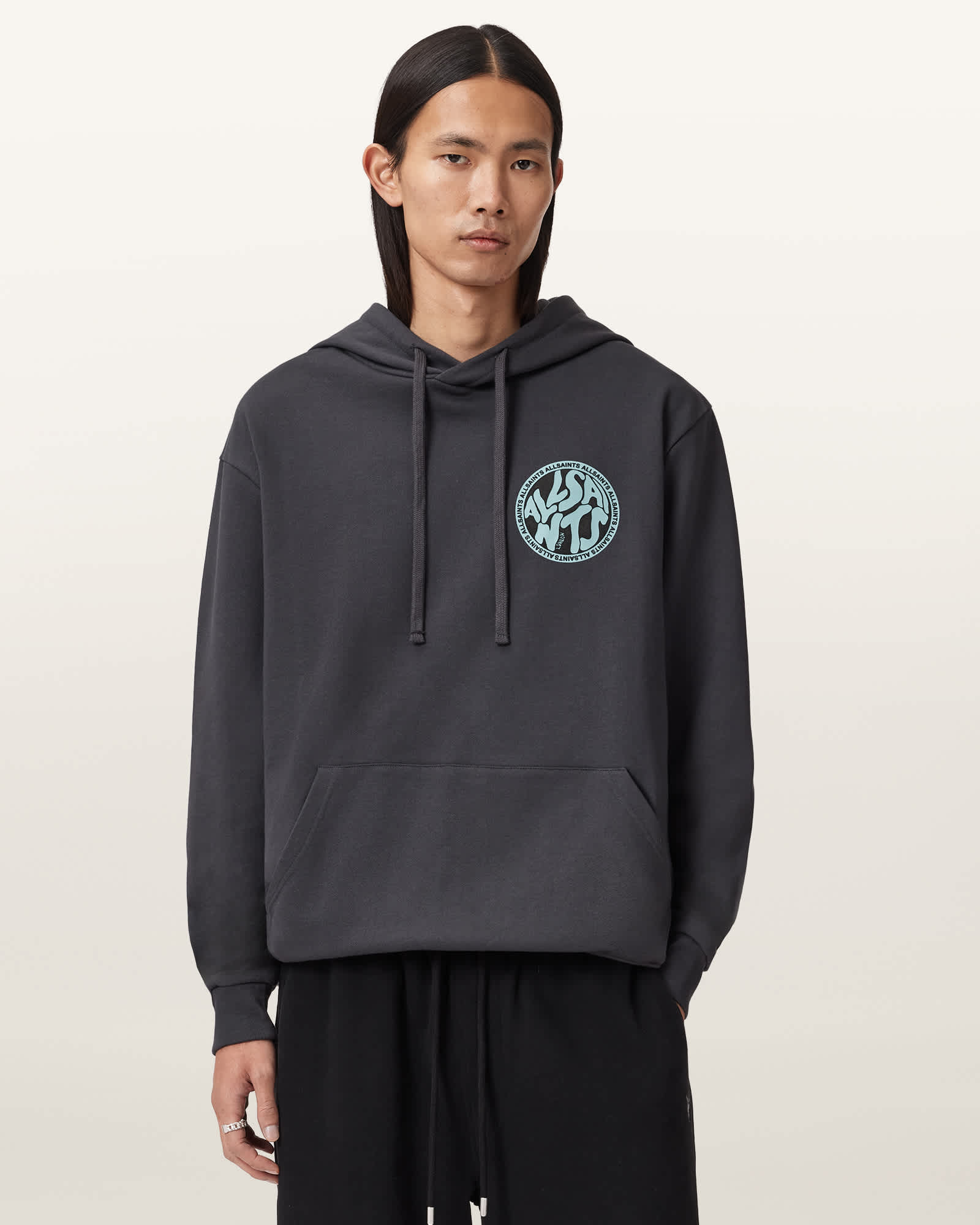 Allsaints Cotton Distortion Graphic Hoodie In Multi