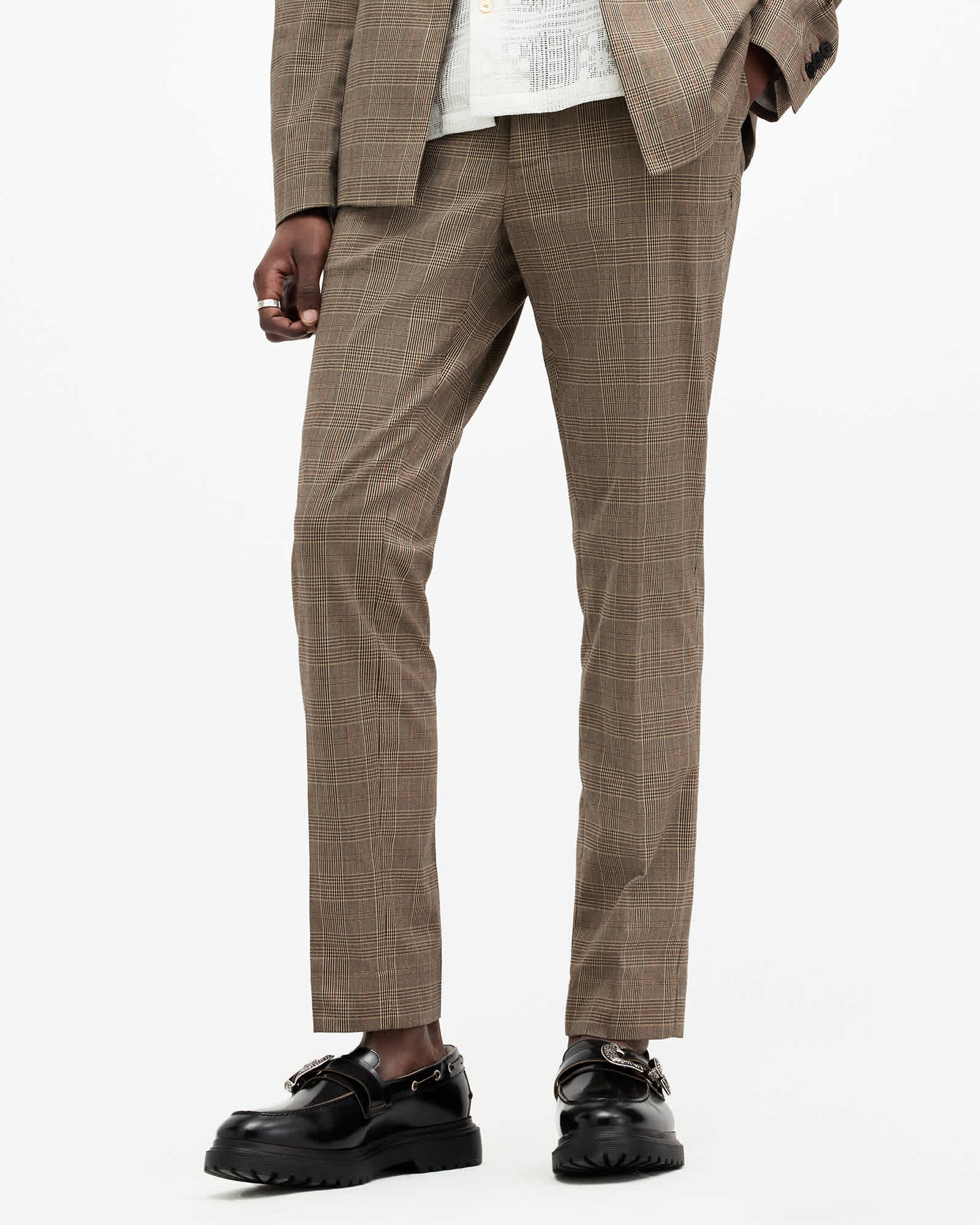 Allsaints Men's Maffrett Checked Skinny Fit Trousers - Size  31