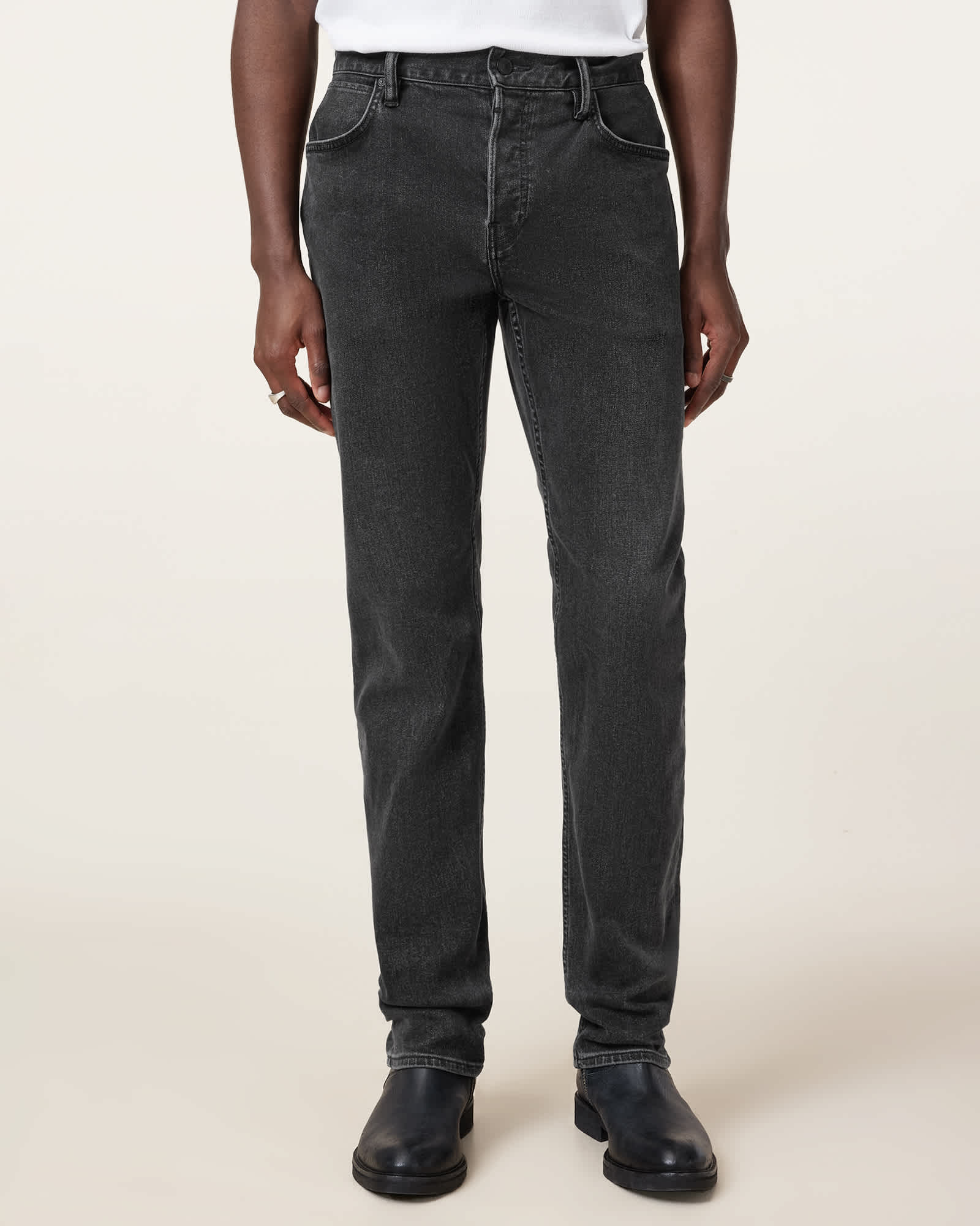 AllSaints Iggy Slim Fit Denim Jeans,, Light Washed Black
