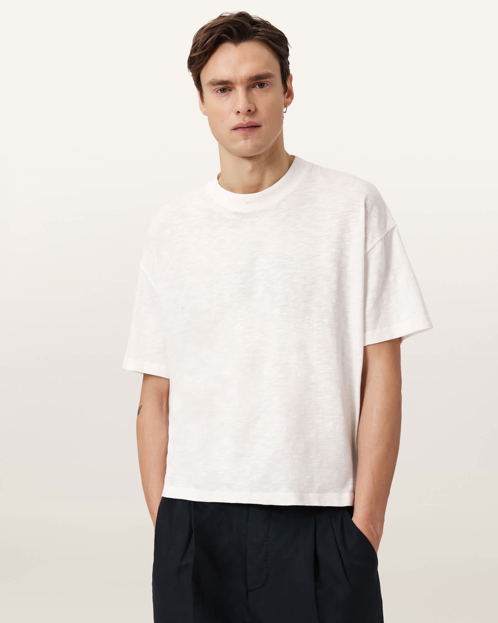 AllSaints Casper Boxy Crew Neck T-Shirt,, Chalk White