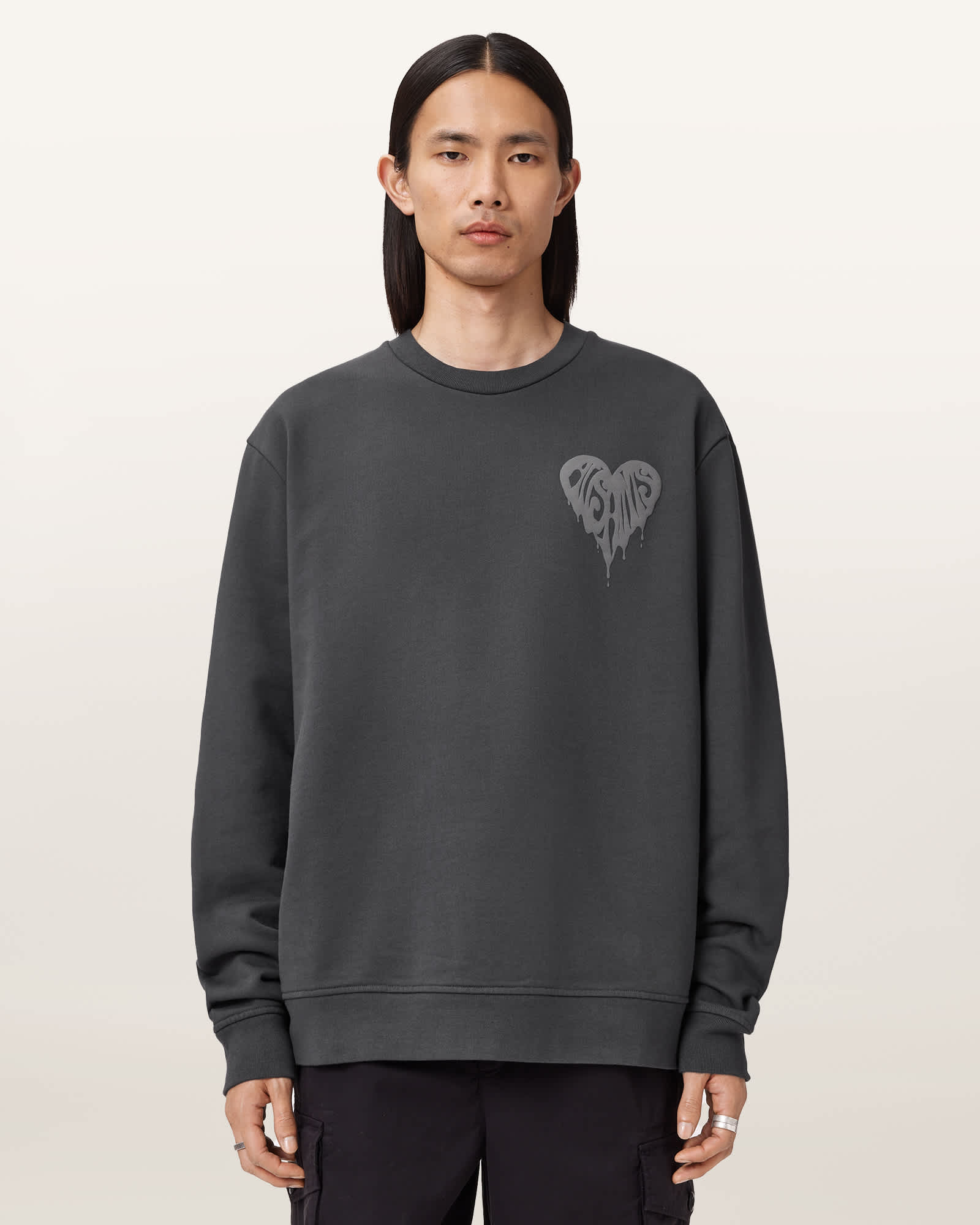 AllSaints Trip Crew Neck Sweatshirt,, Black