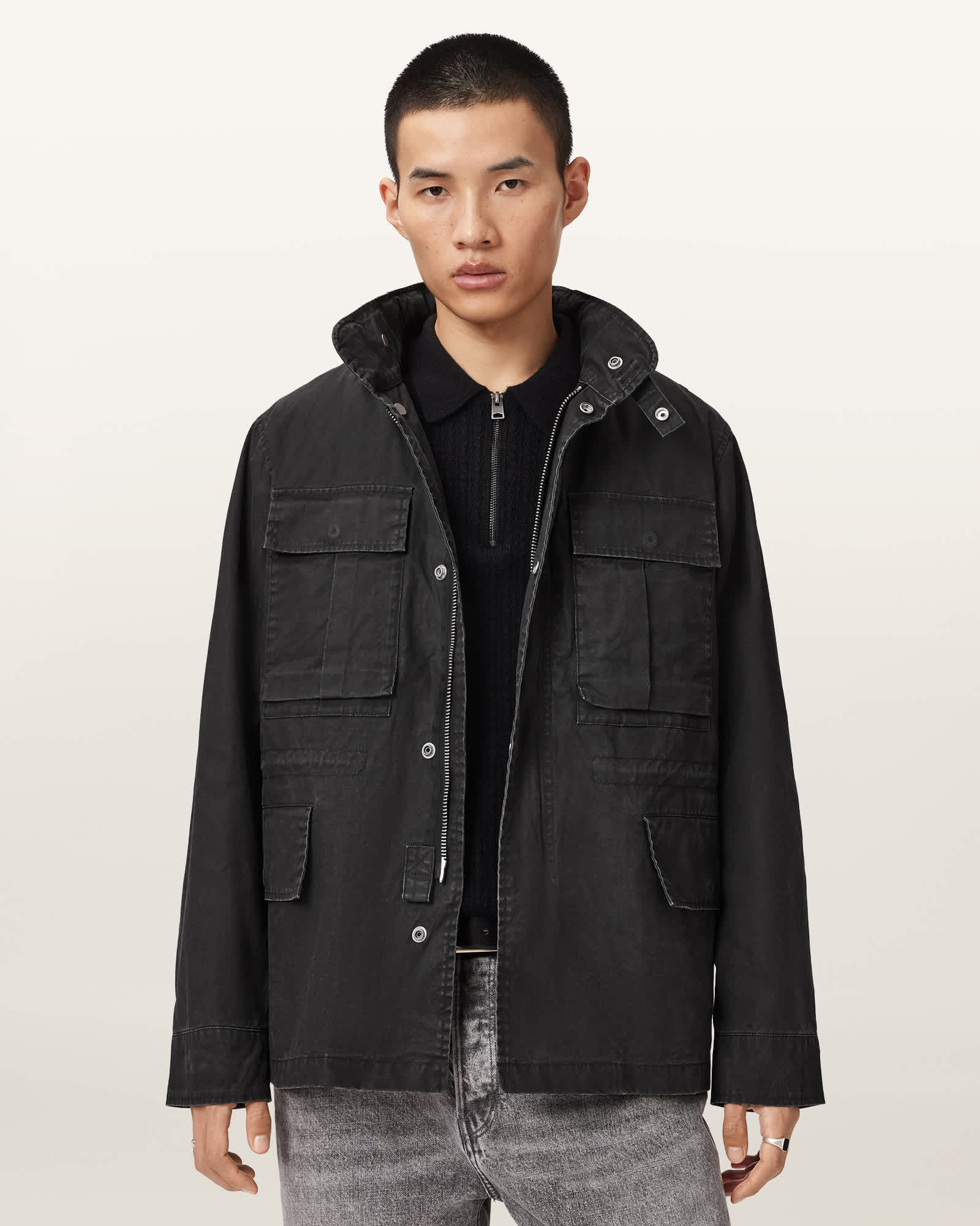 AllSaints Cotton Valen Funnel Neck Jacket