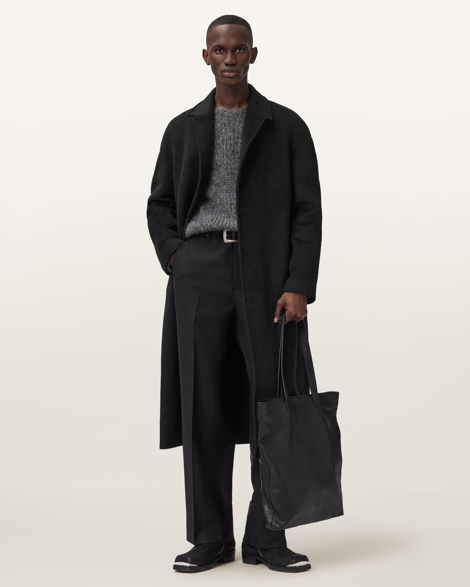 AllSaints Wool/Polyester Axel Wool Coat, Size: 40