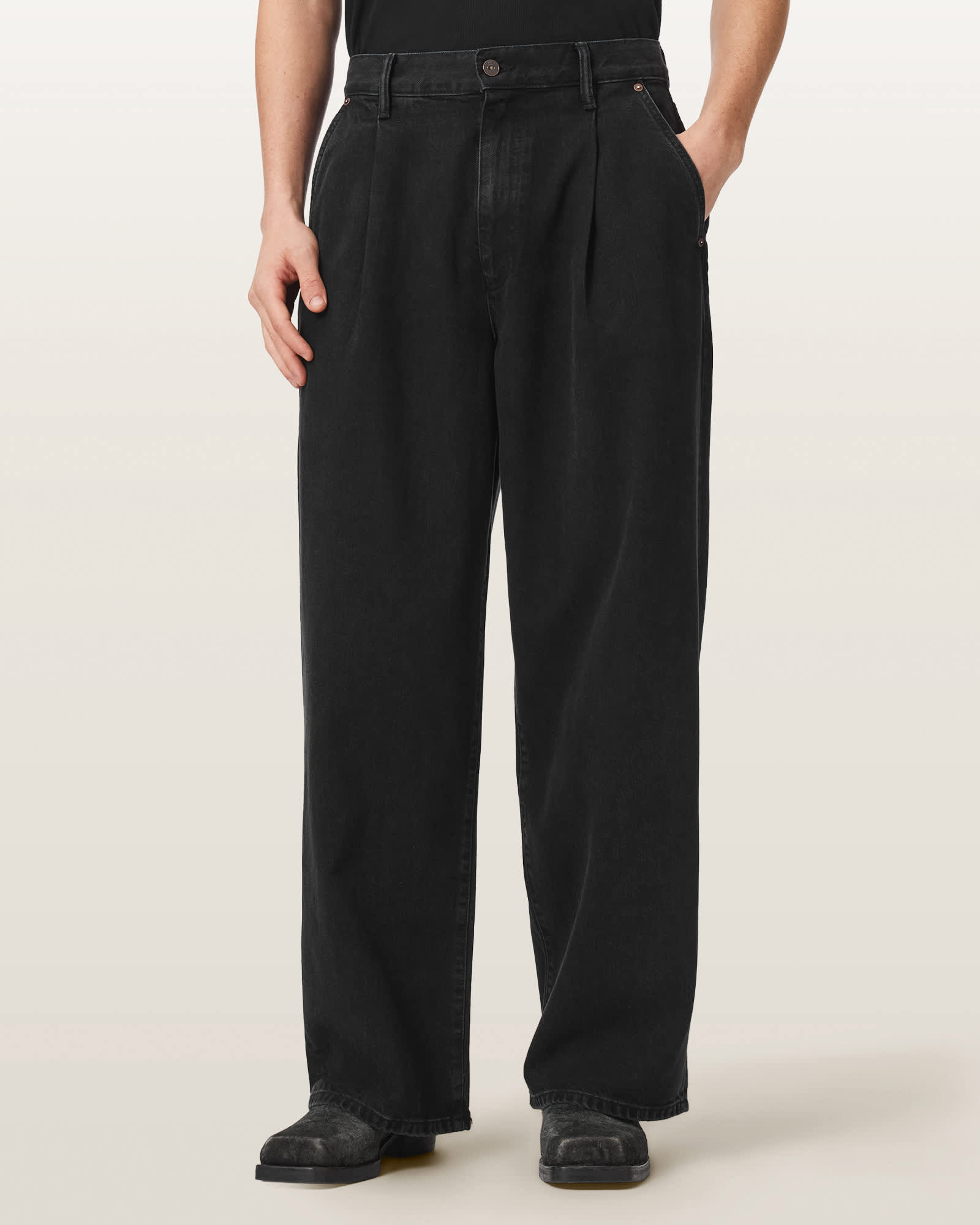 AllSaints Lyocell Daze Pleated Wide Leg Jeans, Size: 30