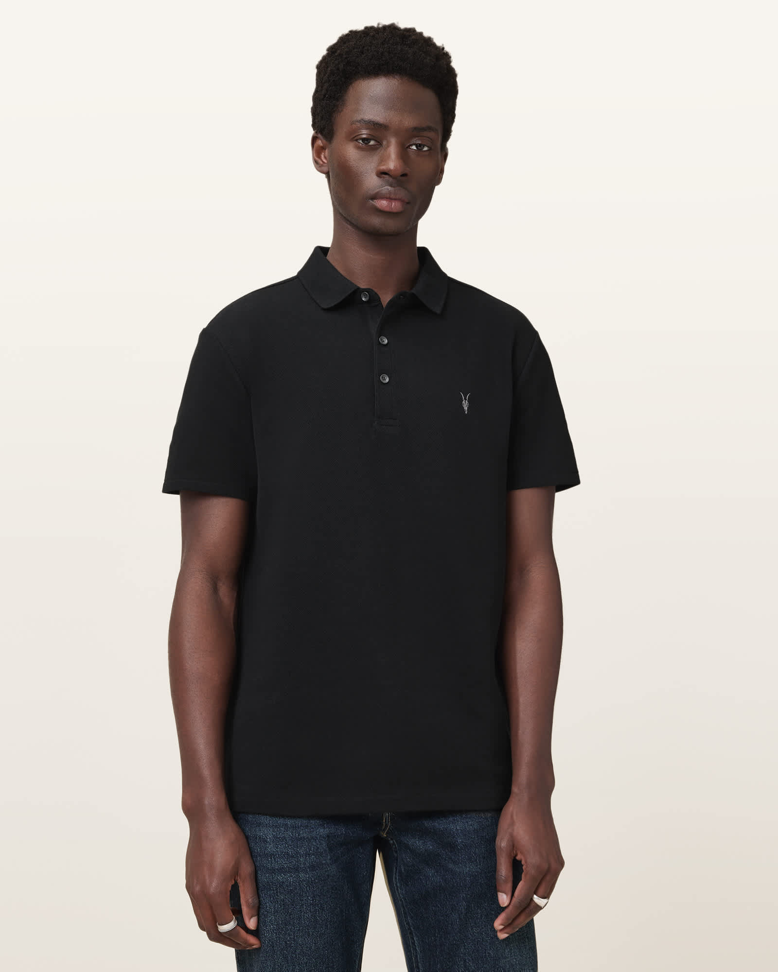 Allsaints Men's Theo Short Sleeve Knitted Polo - Size  Xs