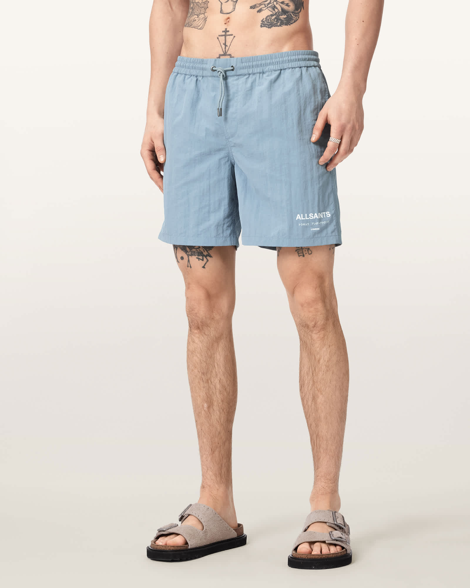 Allsaints Men's Blue Underground Slim Fit Swim Shorts - Size  Xs