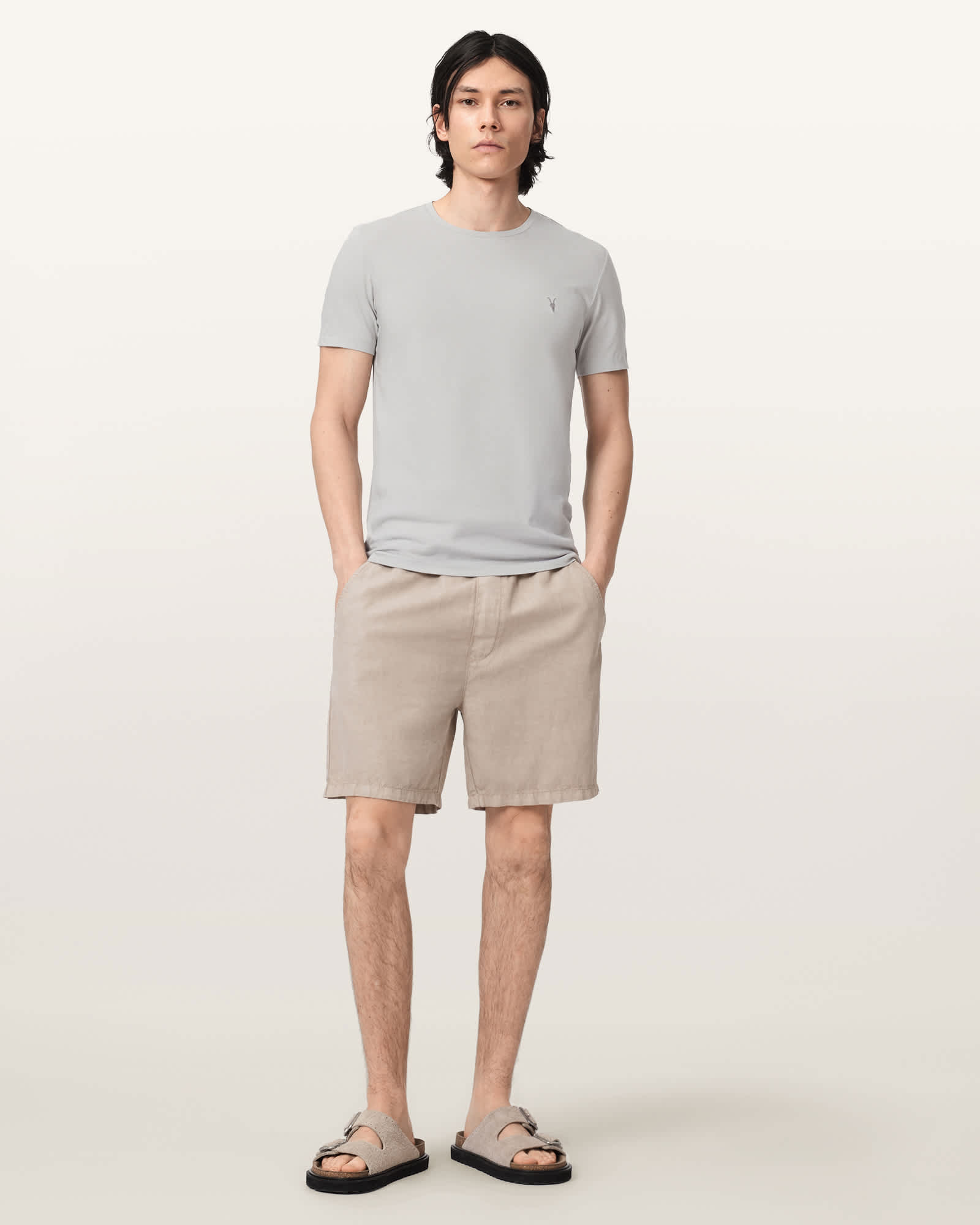 AllSaints Cotton Tonic Crew Neck Slim Ramskull T-Shirt, Size: XXL