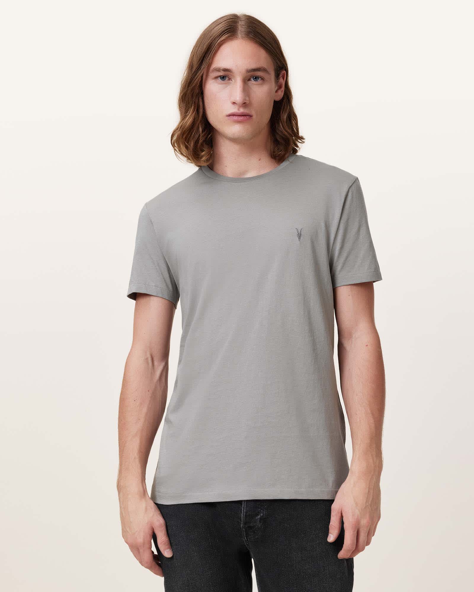 AllSaints Tonic Crew Neck Slim Ramskull T-Shirt,, Fossil Grey