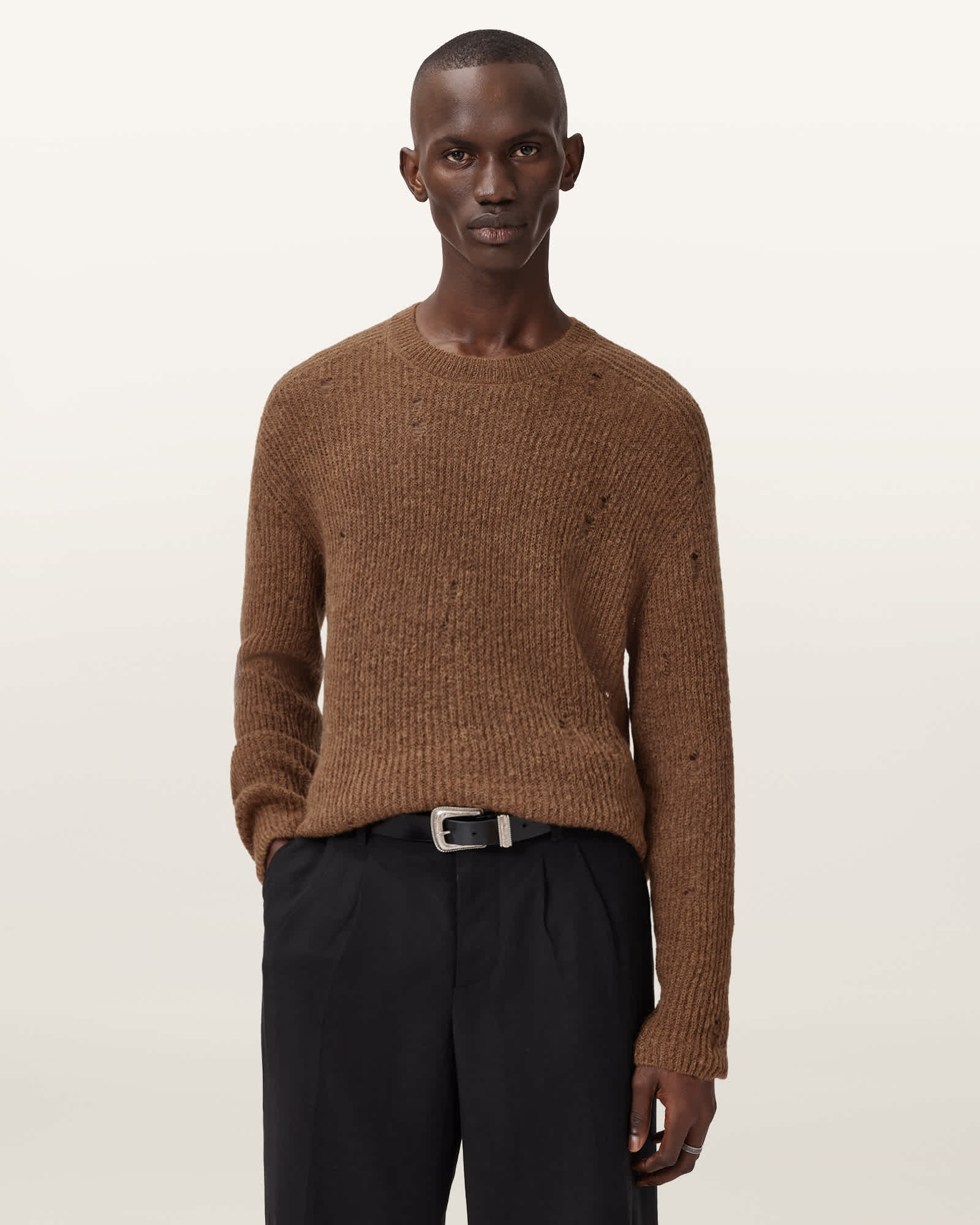 AllSaints Edgin Mohair Blend Jumper,, Cider Brown
