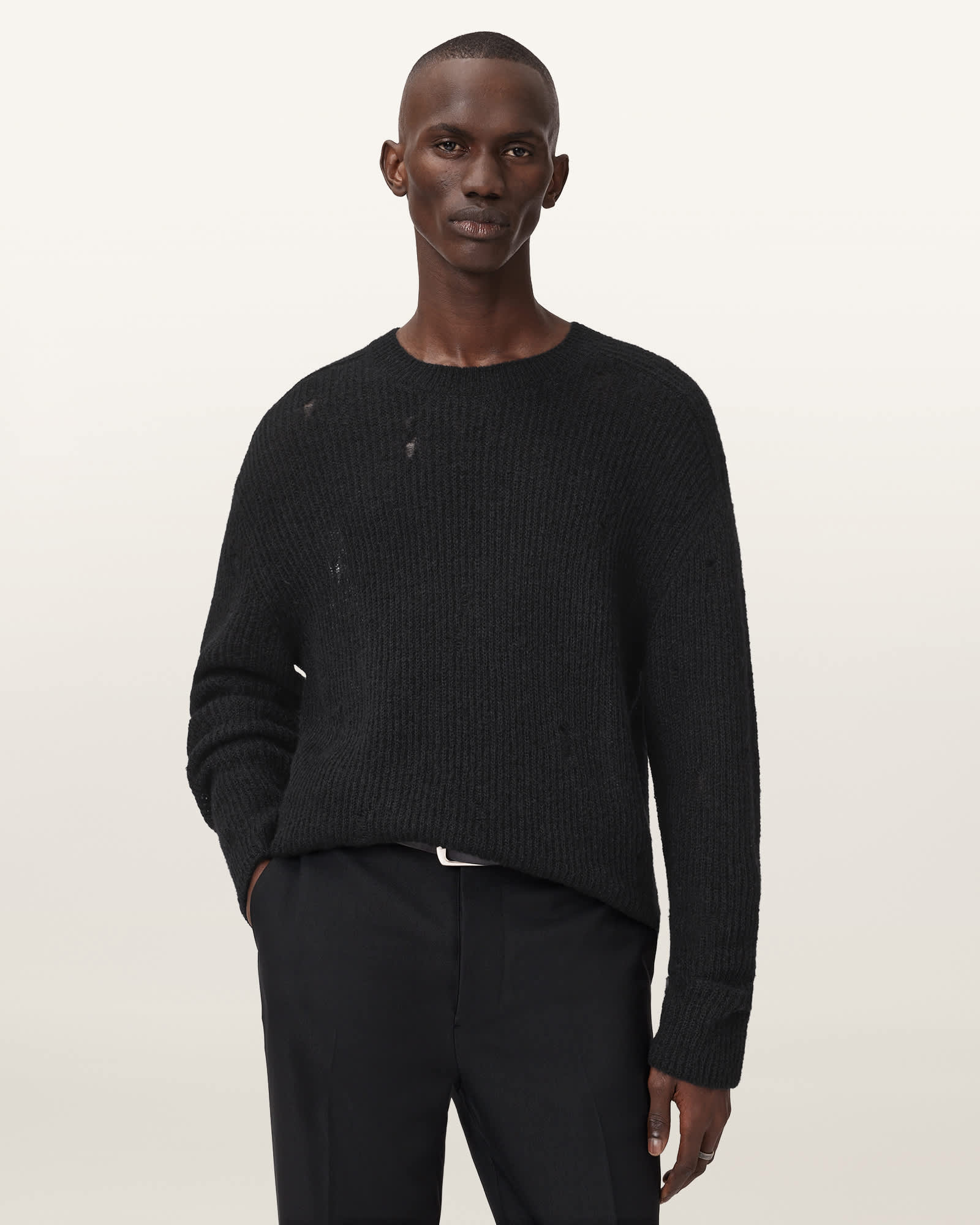AllSaints Edgin Mohair Blend Jumper,, Black