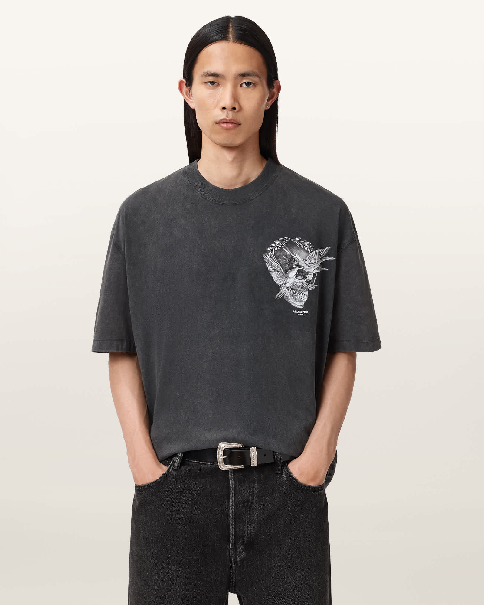Allsaints Men's Mysteries Oversized Graphic T-Shirt - Size  Xxl