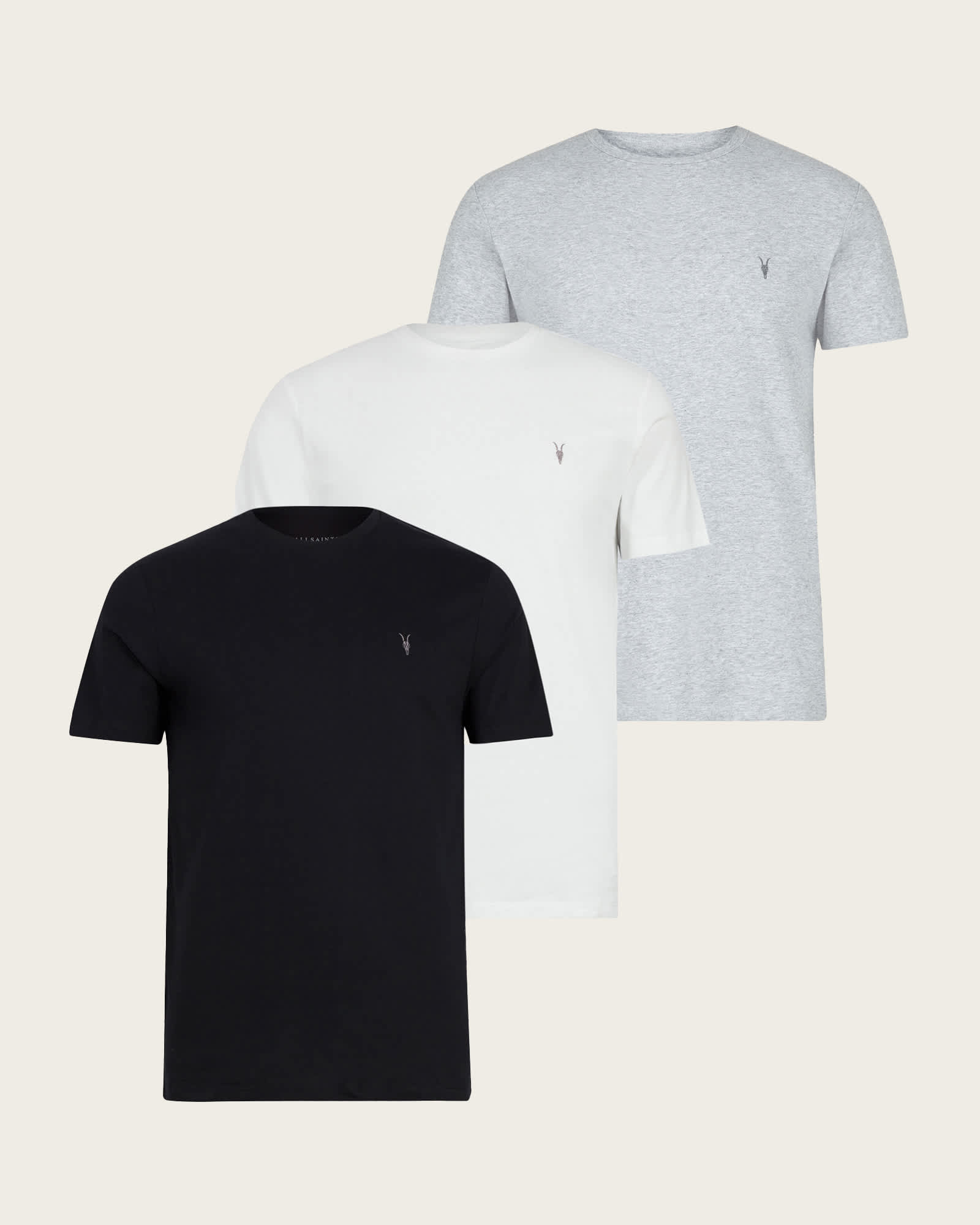 AllSaints Men's Cotton Tonic Crew Neck Slim Ramskull T-Shirt, Size: L