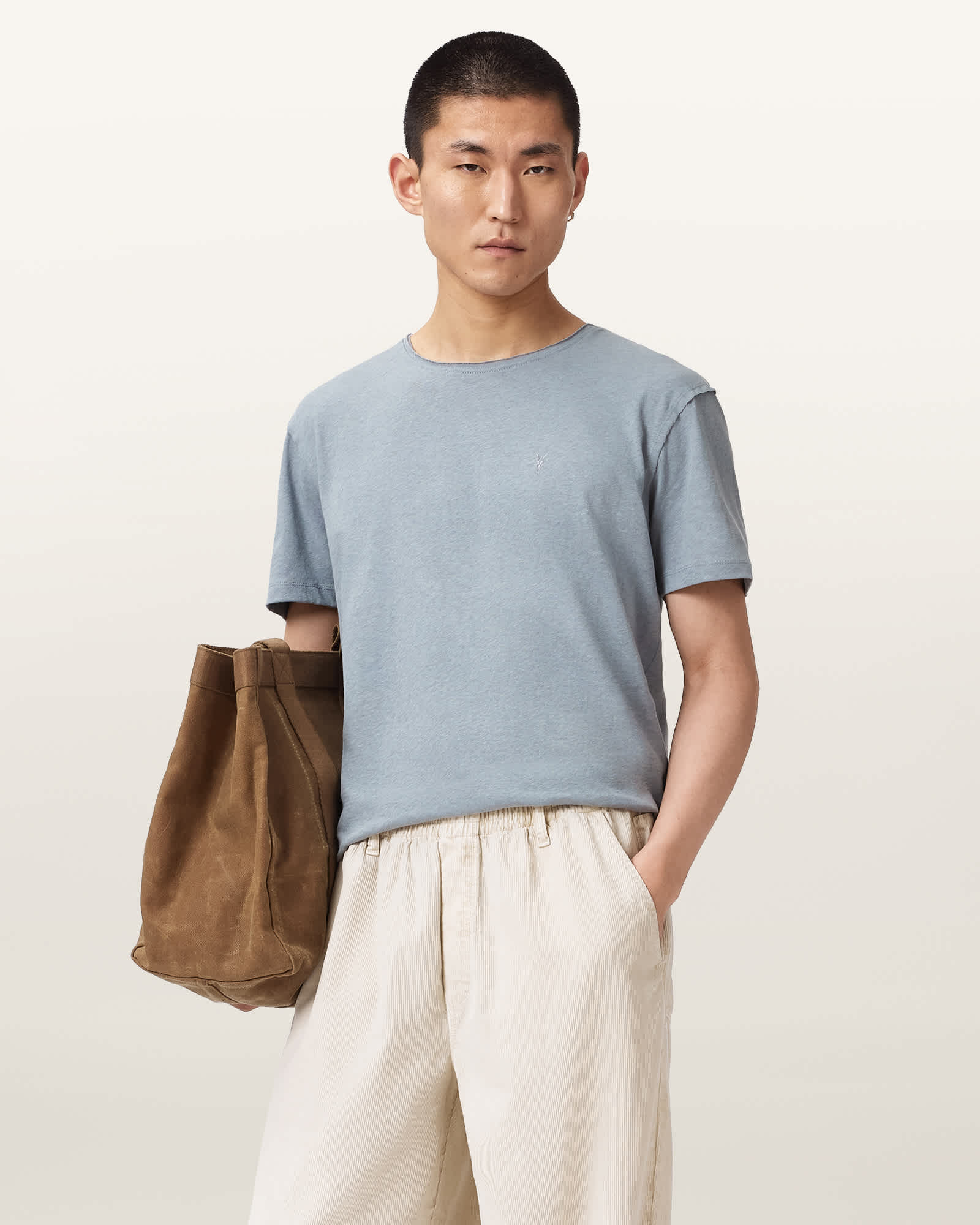 AllSaints Cotton Flax Short Sleeve Ramskull T-Shirt, Size: XXL
