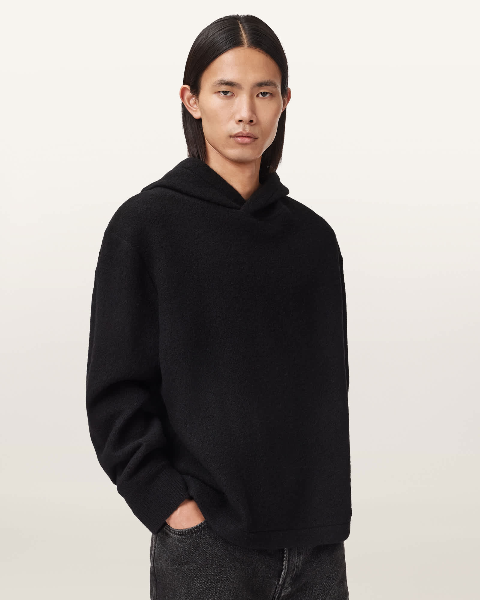 AllSaints Marko Oversized Wool Hoodie,, Black