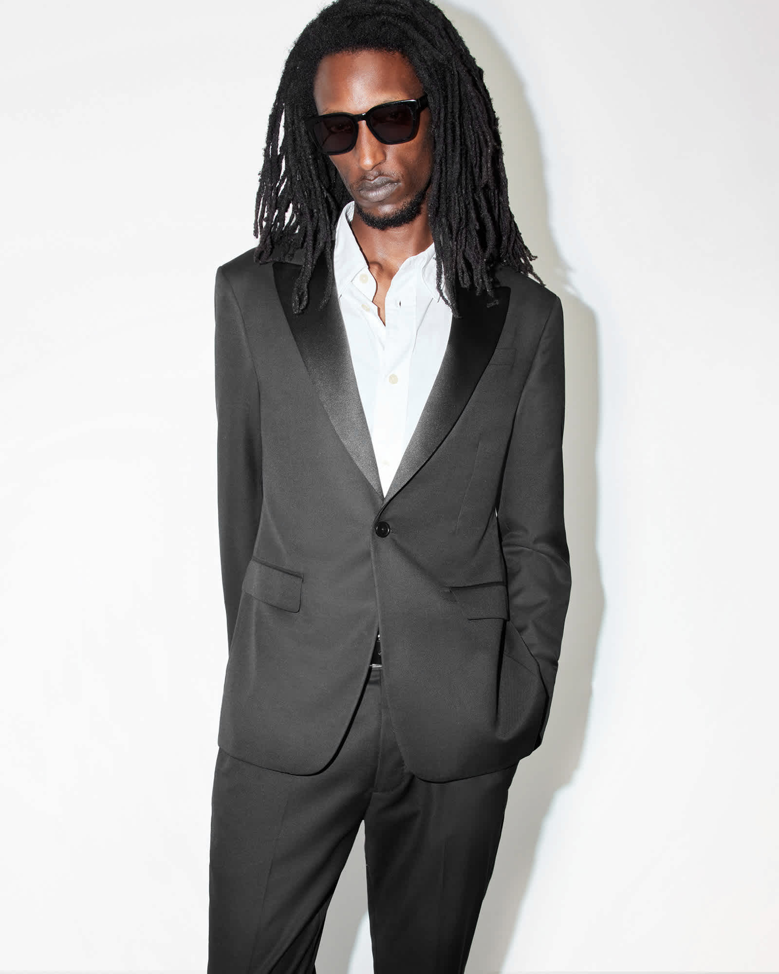 AllSaints Polyester/Wool Tisbury Slim Fit Tuxedo Blazer