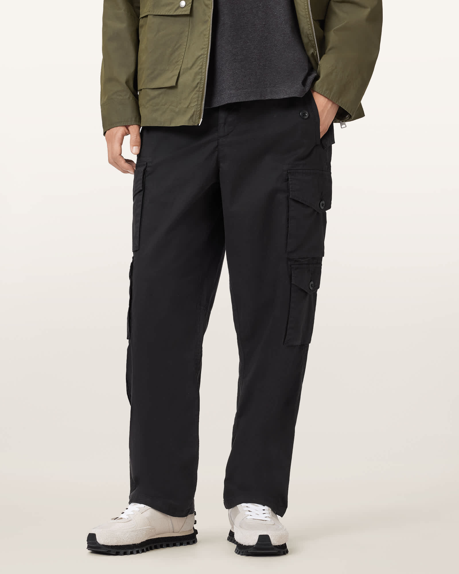 AllSaints Decoy Straight Leg Cargo Trousers,, Black