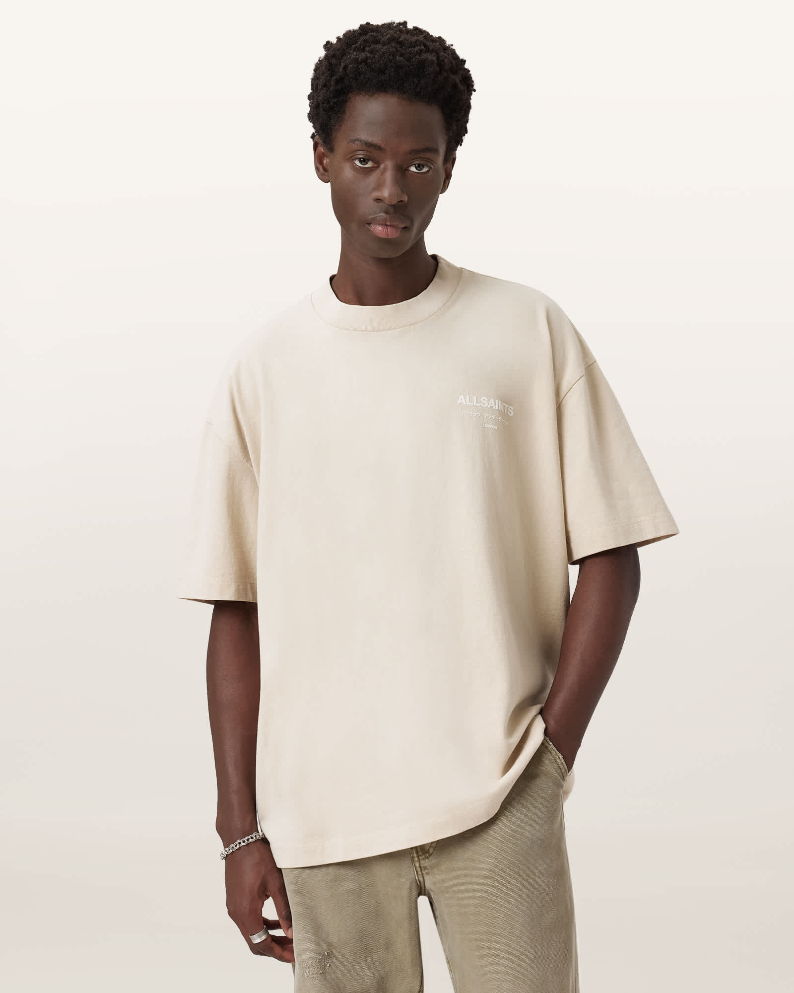 Allsaints Men's Xander Flocked Logo Oversized T-Shirt - Size  Xxl