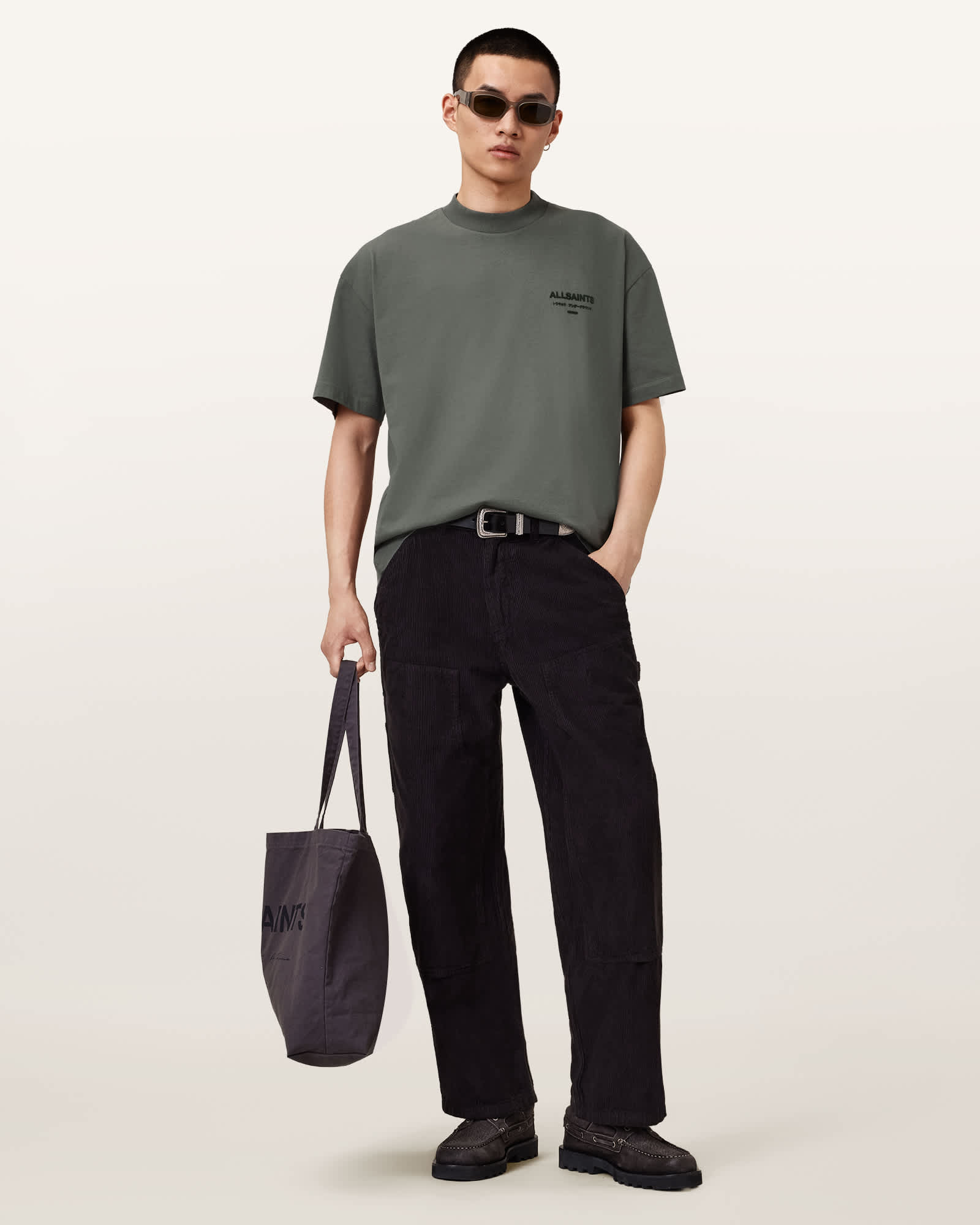Allsaints Men's Xander Flocked Logo Oversized T-Shirt - Size  Xxl
