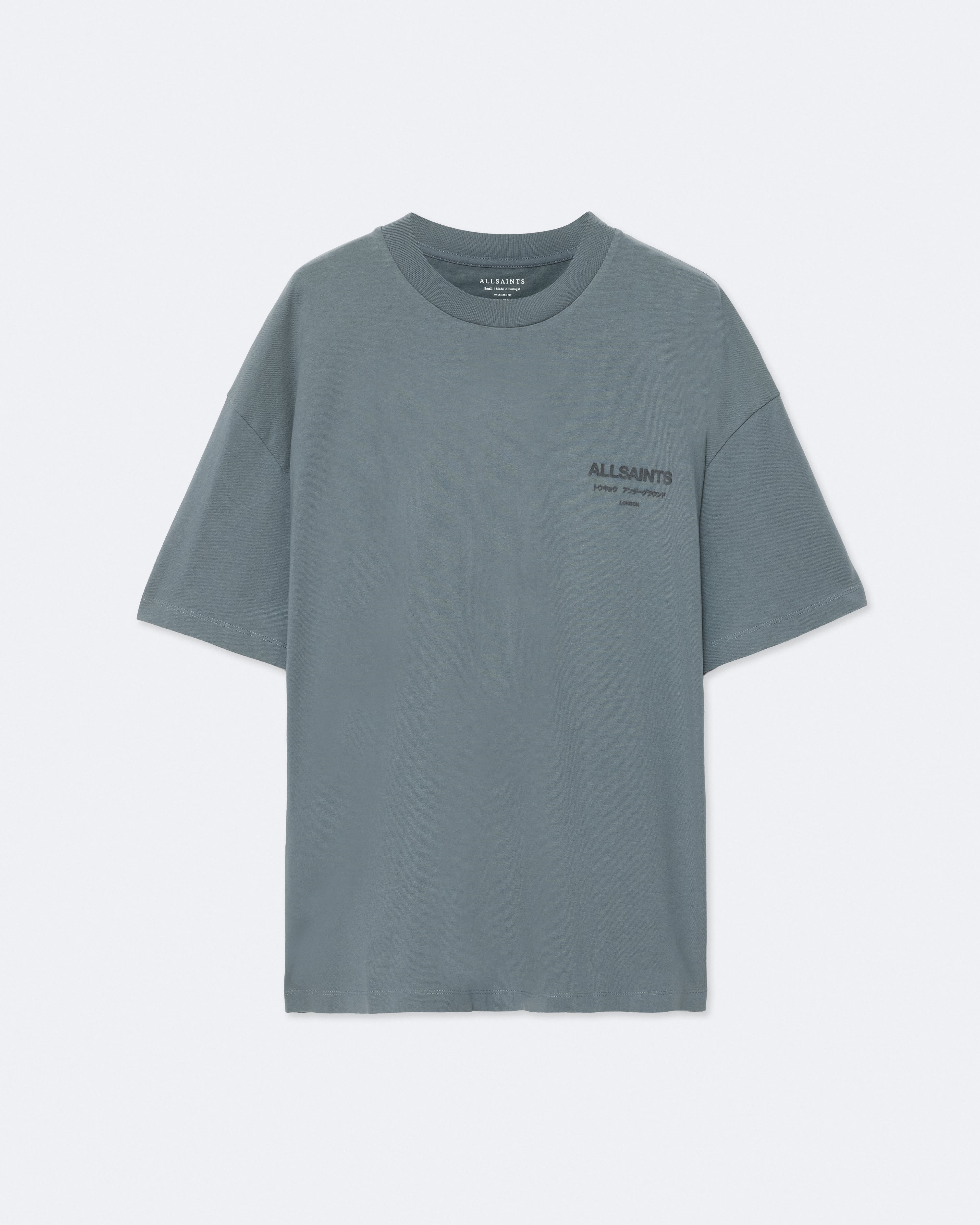 Allsaints Herren Blau Men's Xander Oversized Cotton T-Shirt Size Xl
