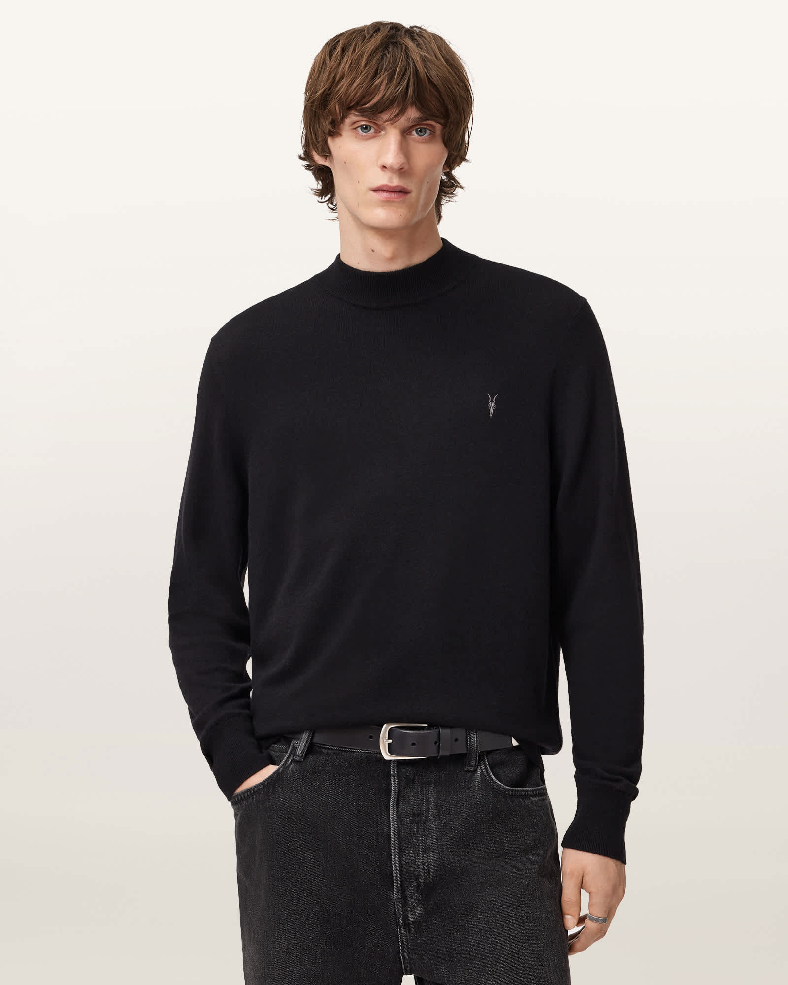 AllSaints Kilburn Mock Neck Knit,, Black
