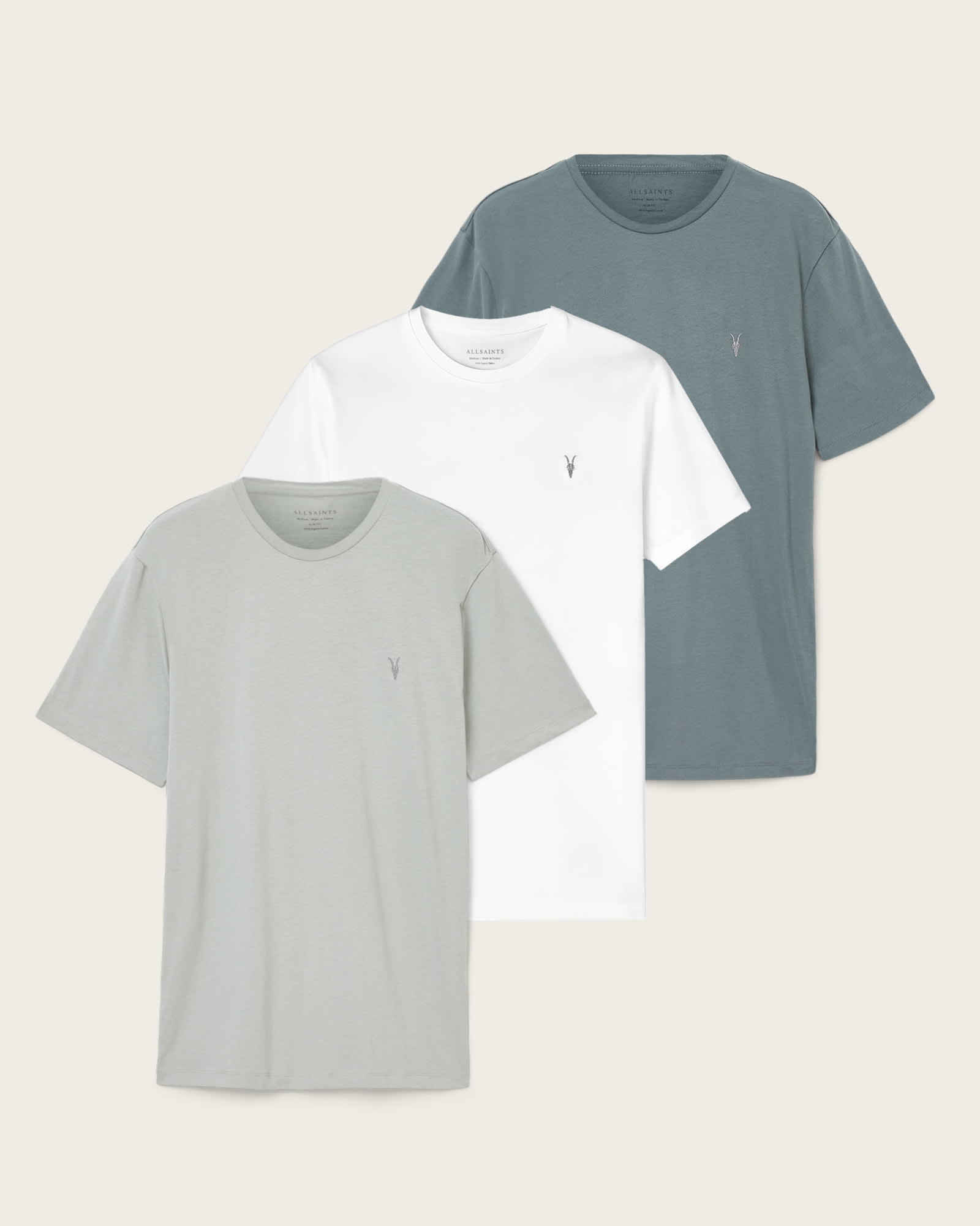 Allsaints Men's Brace Brushed Cotton T-Shirts 3 Pack - Size  Xs