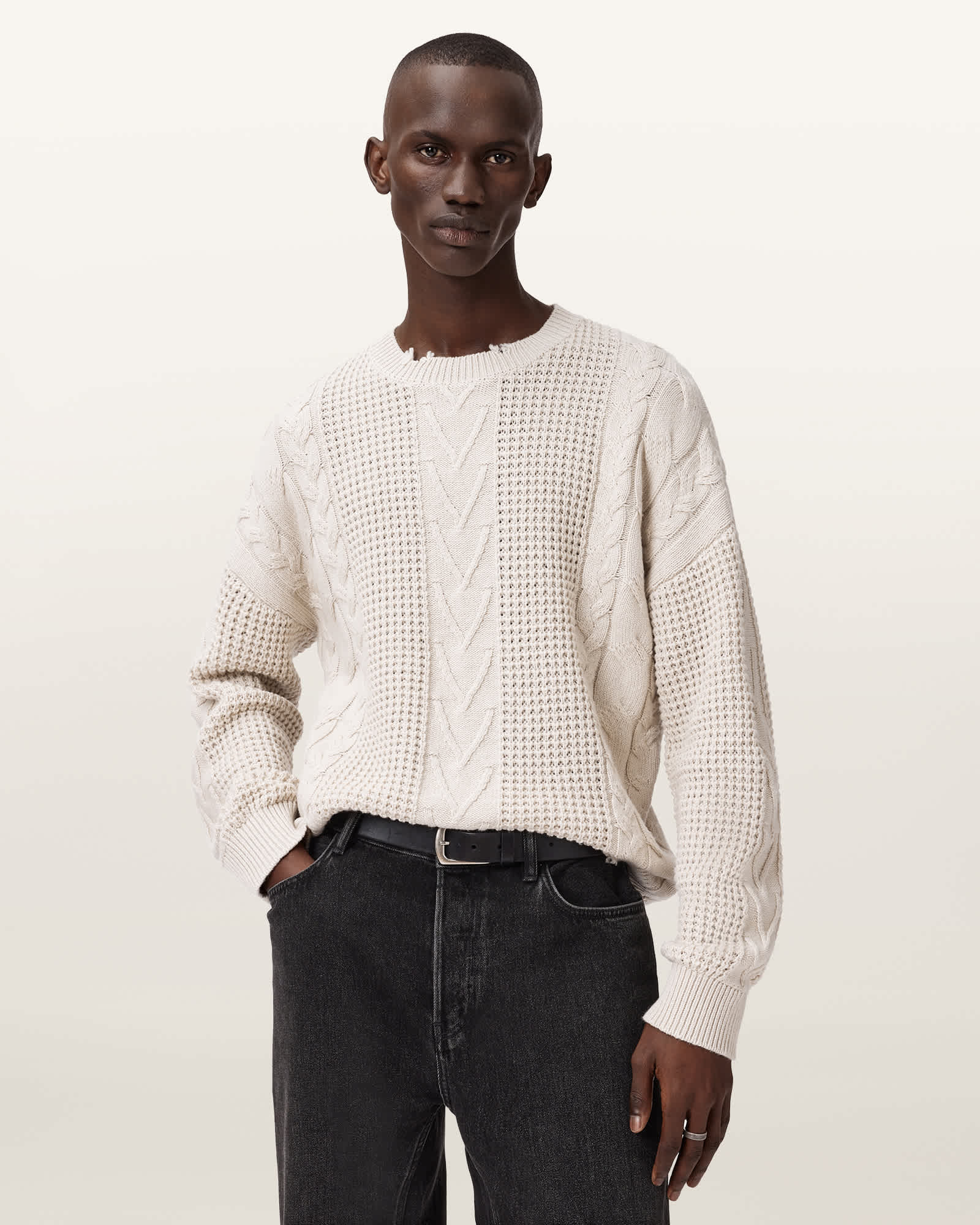 AllSaints Tenter Oversized Wool Jumper,, White