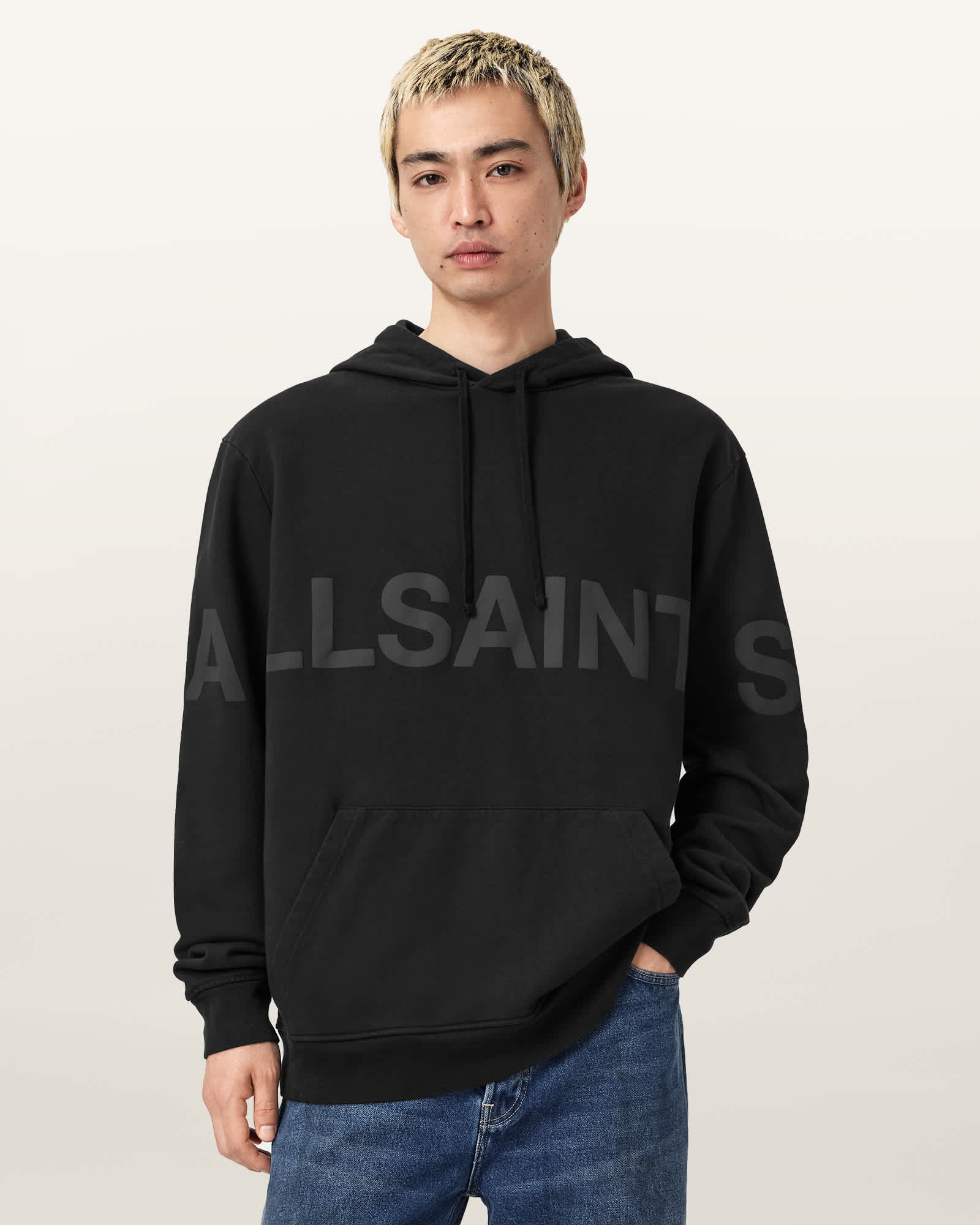 AllSaints Biggy Relaxed Fit Logo Print Hoodie