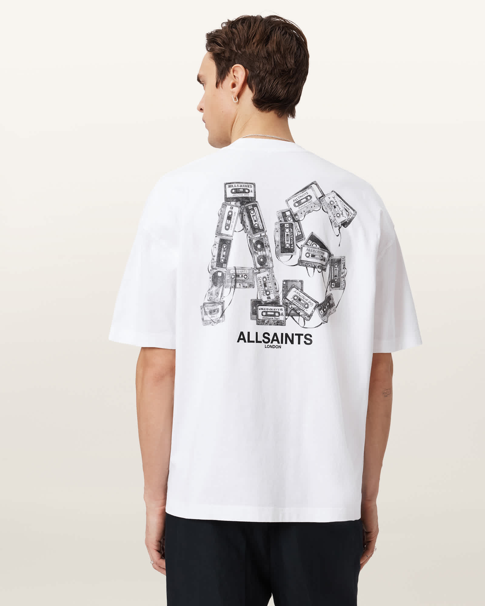 AllSaints Cotton Mixtape Oversized Graphic T-Shirt, Size: XXL