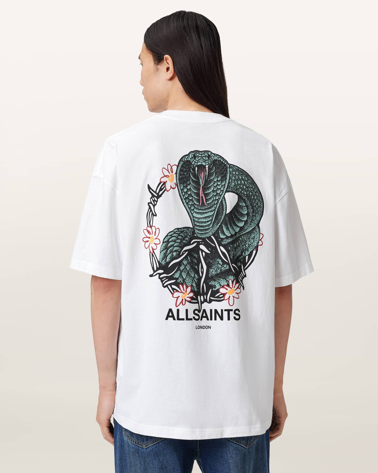 AllSaints Snakebite Short Sleeve Crew T-Shirt,, White