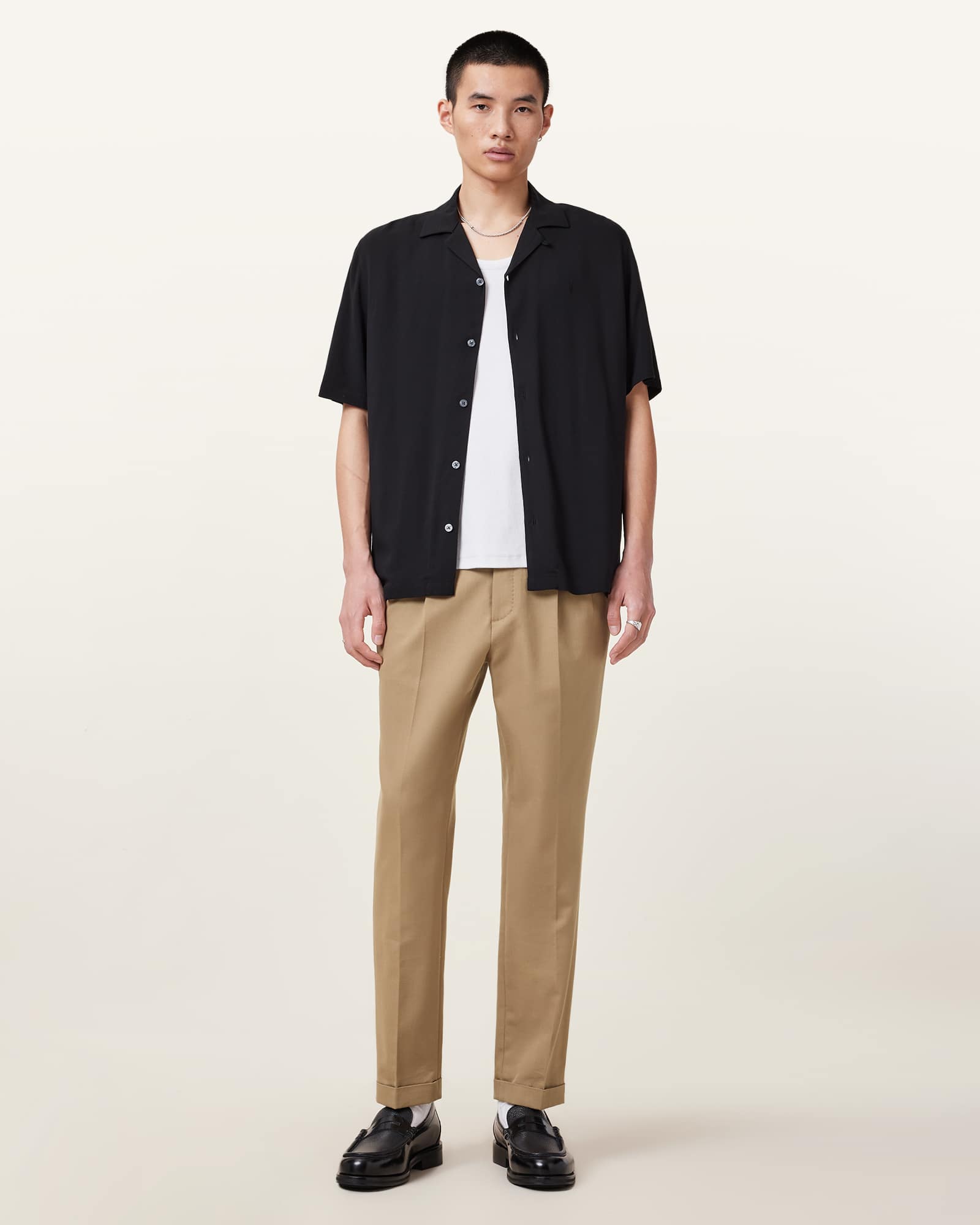 AllSaints Tallis Slim Fit Cropped Trousers,, Corn Brown
